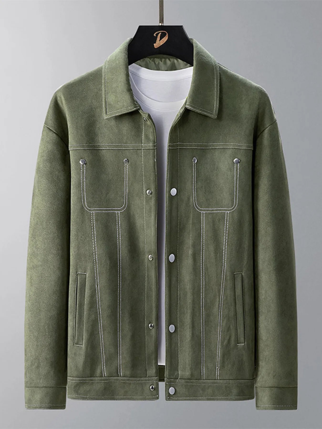 Men's Plus Size Snap Down Long Sleeve Jacket designed for comfort and style at Lookzlike