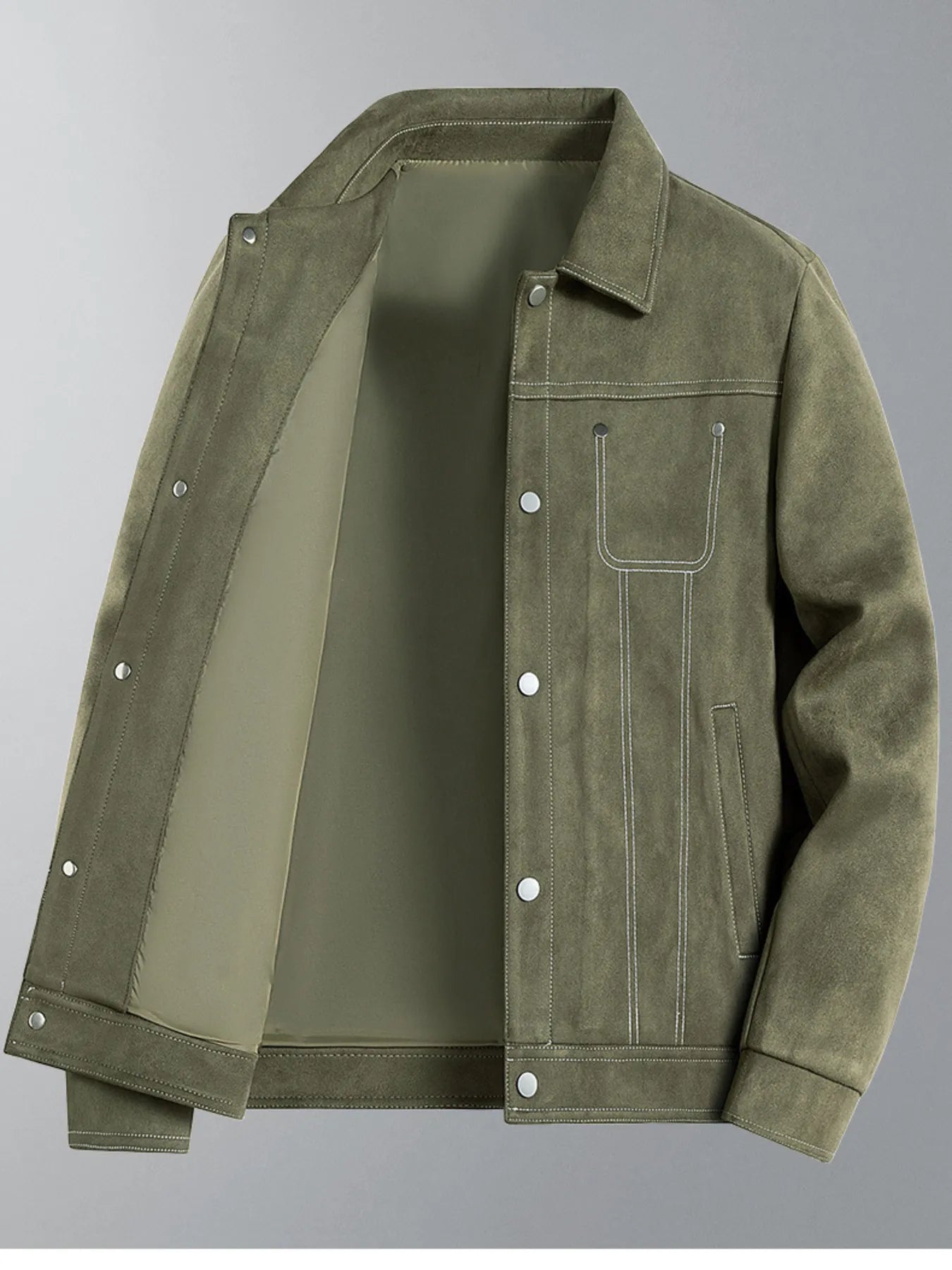 Men's Plus Size Snap Down Long Sleeve Jacket designed for comfort and style at Lookzlike