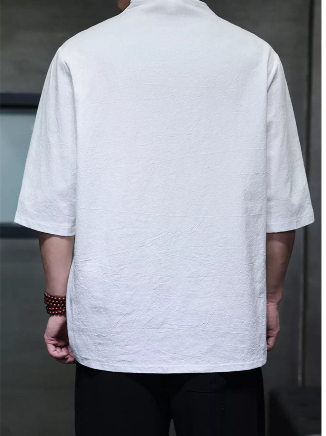 Men's Plus Size Solid Color 3/4 Sleeve Shirt designed for comfort and style at Lookzlike