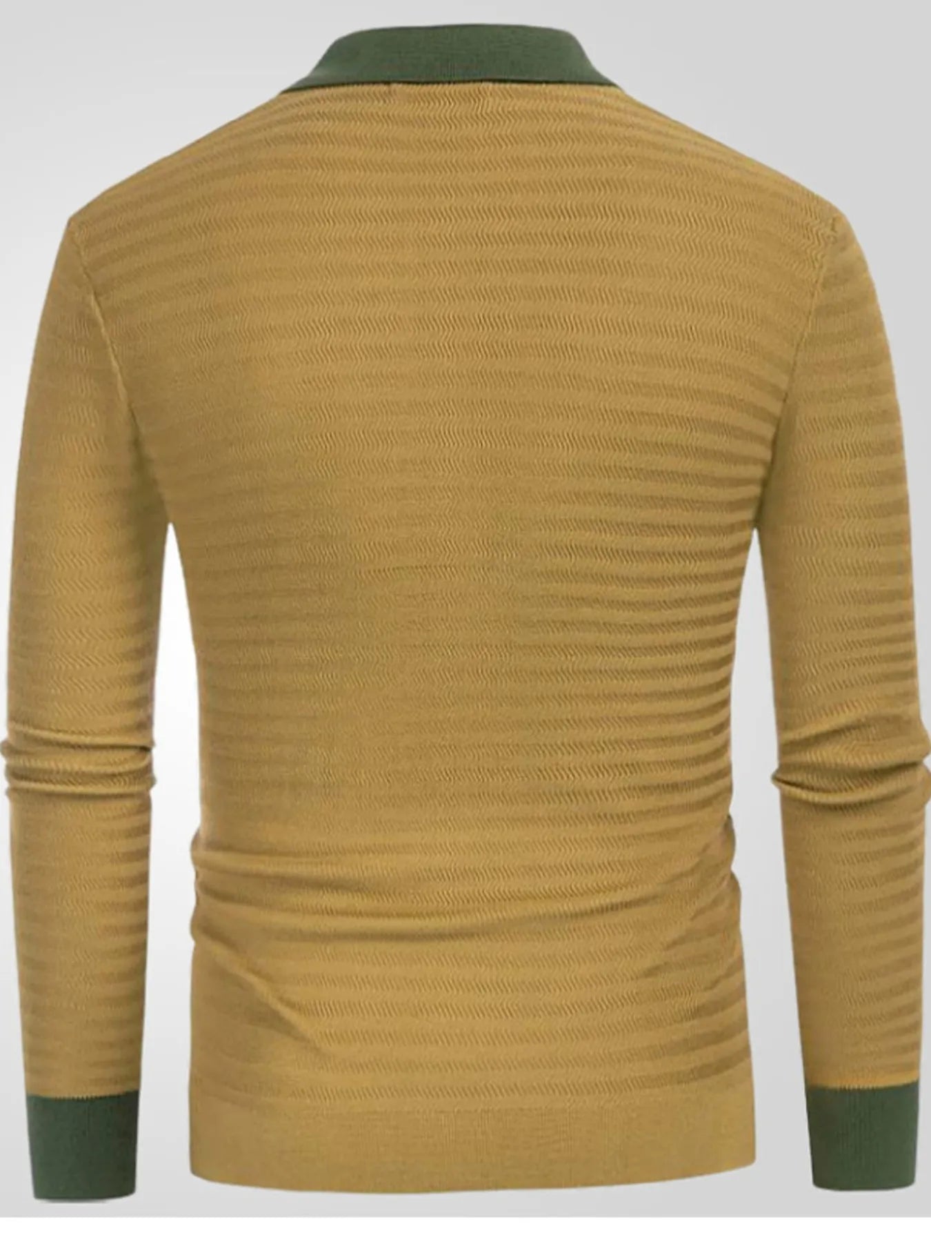 Men's Plus Size Striped Button Up Long Sleeve Polo - Lookzlike