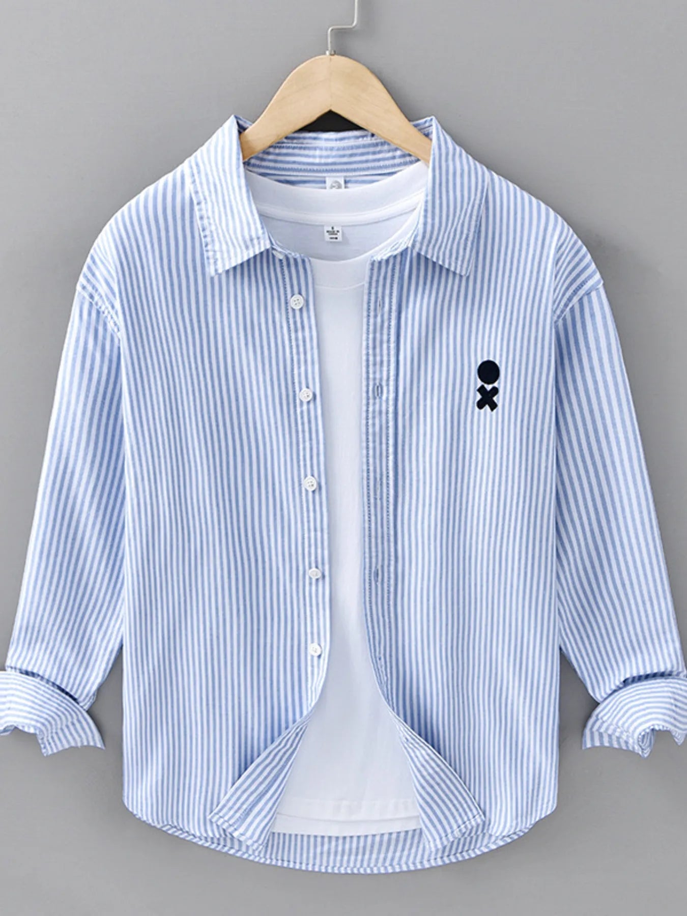 Men's Plus Size Striped Casual Long Sleeve Shirt designed for comfort and style at Lookzlike