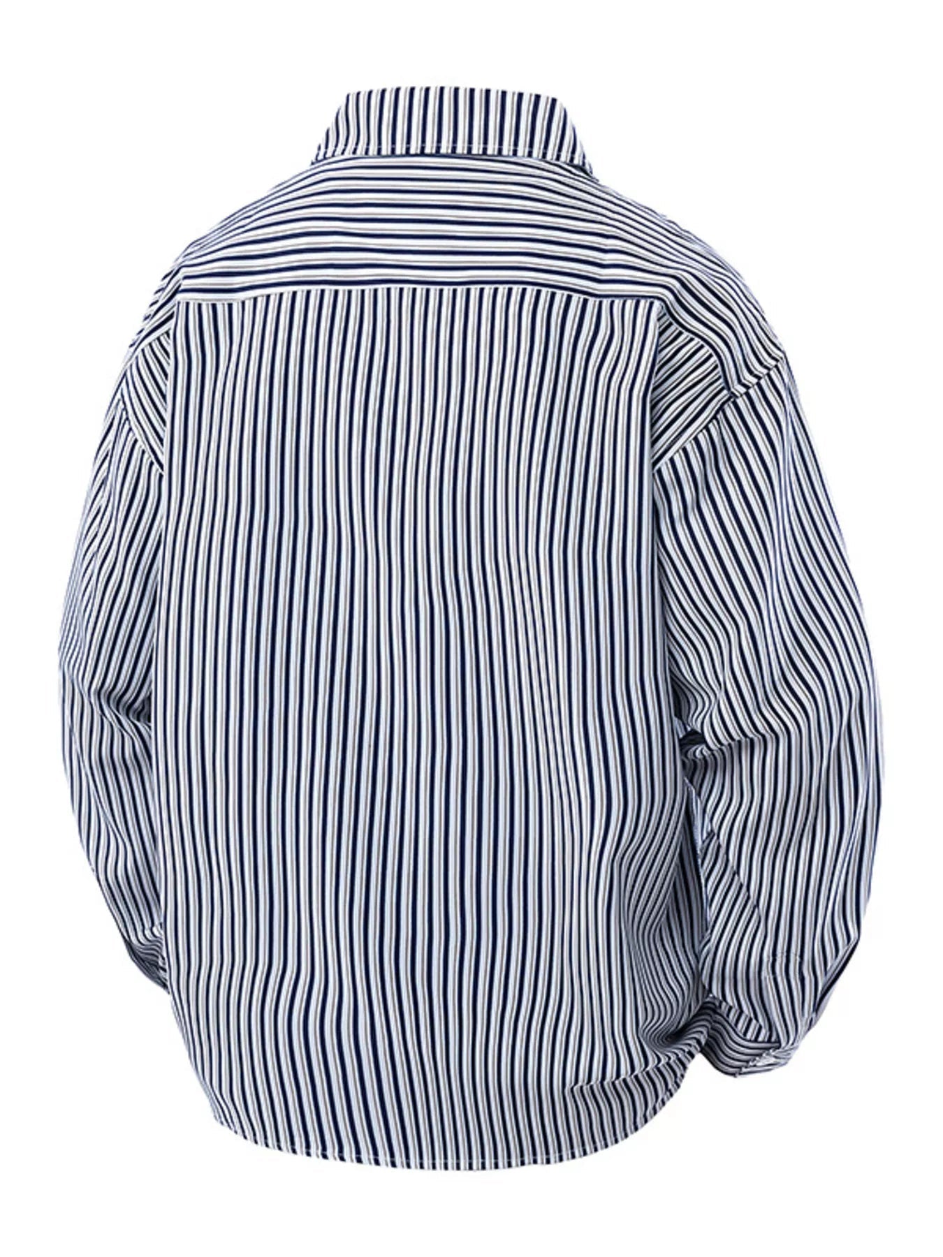 Men's Plus Size Striped Casual Long Sleeve Shirt designed for comfort and style at Lookzlike