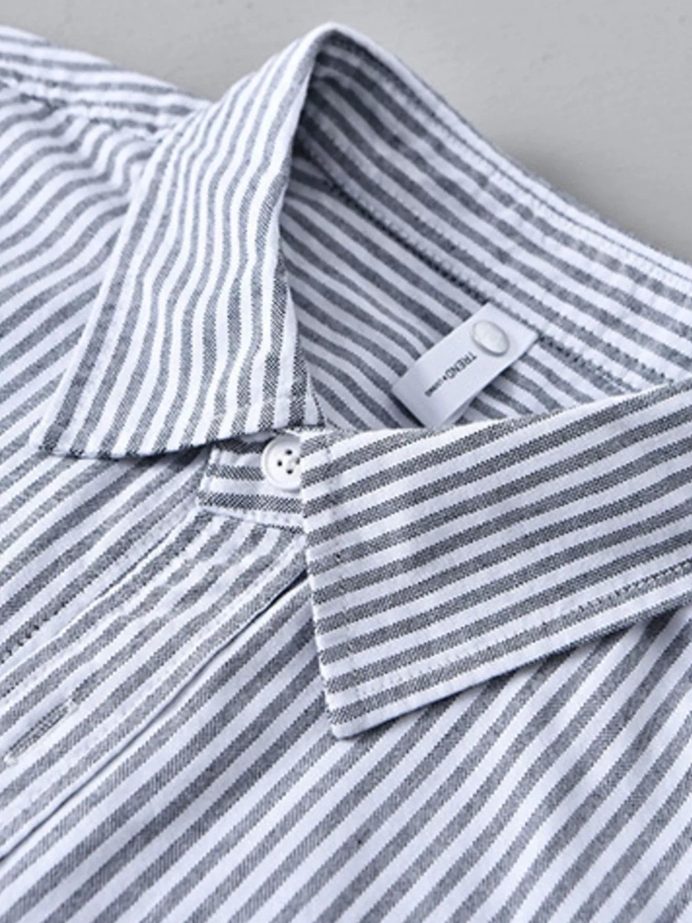 Men's Plus Size Striped Casual Long Sleeve Shirt designed for comfort and style at Lookzlike