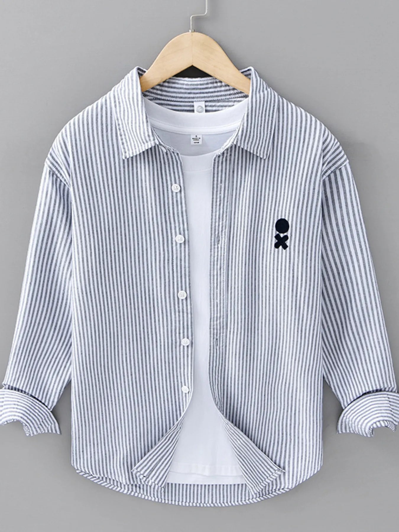 Men's Plus Size Striped Casual Long Sleeve Shirt designed for comfort and style at Lookzlike