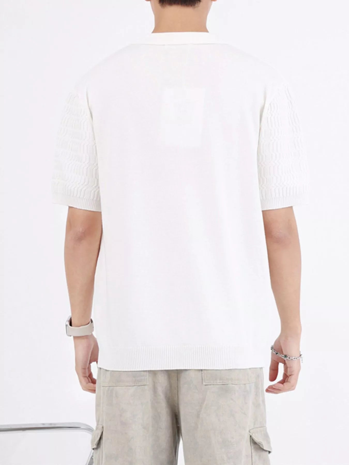Men's Plus Size Textured Knit Short Sleeve Polo designed for comfort and style at Lookzlike