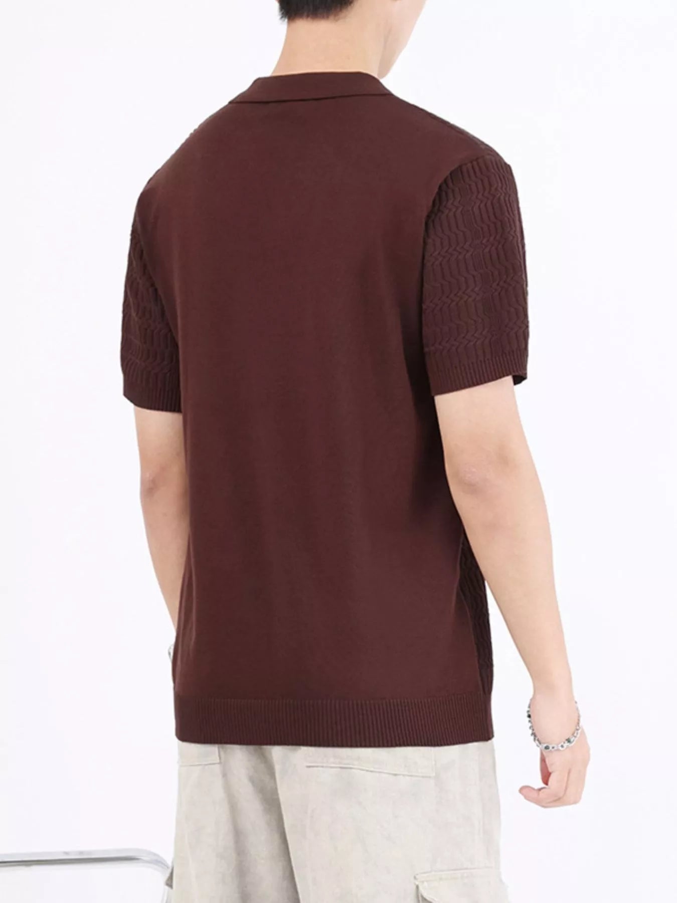 Men's Plus Size Textured Knit Short Sleeve Polo designed for comfort and style at Lookzlike