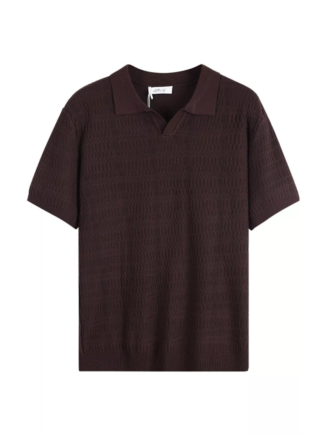 Men's Plus Size Textured Knit Short Sleeve Polo designed for comfort and style at Lookzlike