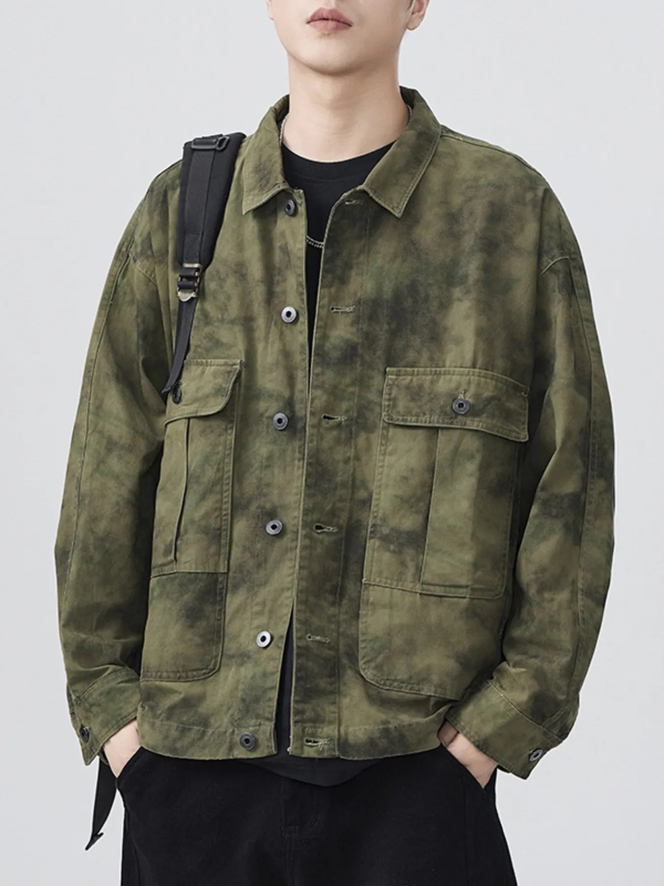 Men's Plus Size Tie - Dye Button Up Shirt designed for comfort and style at Lookzlike