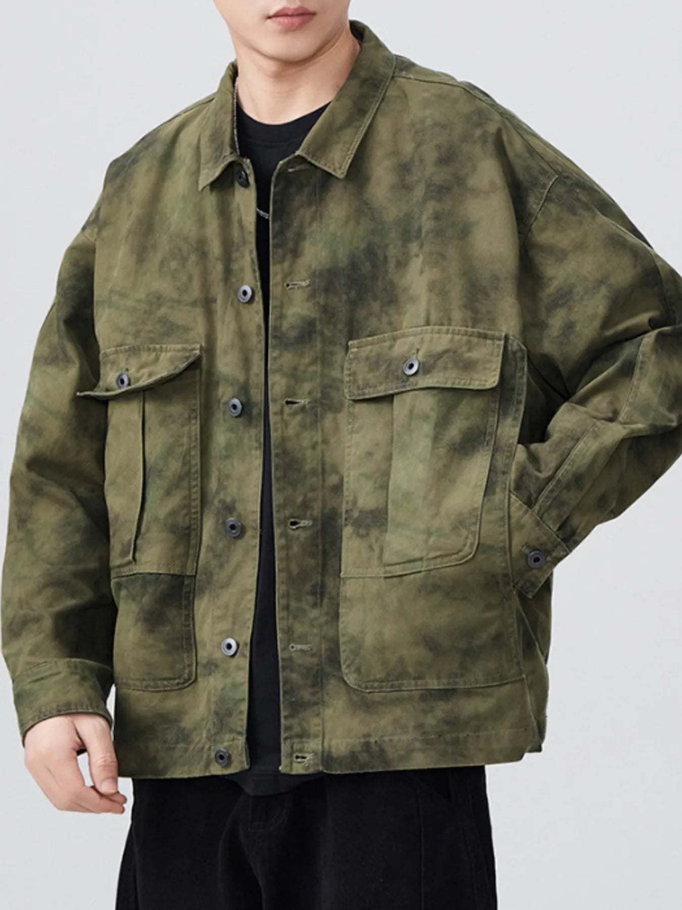 Men's Plus Size Tie - Dye Button Up Shirt designed for comfort and style at Lookzlike