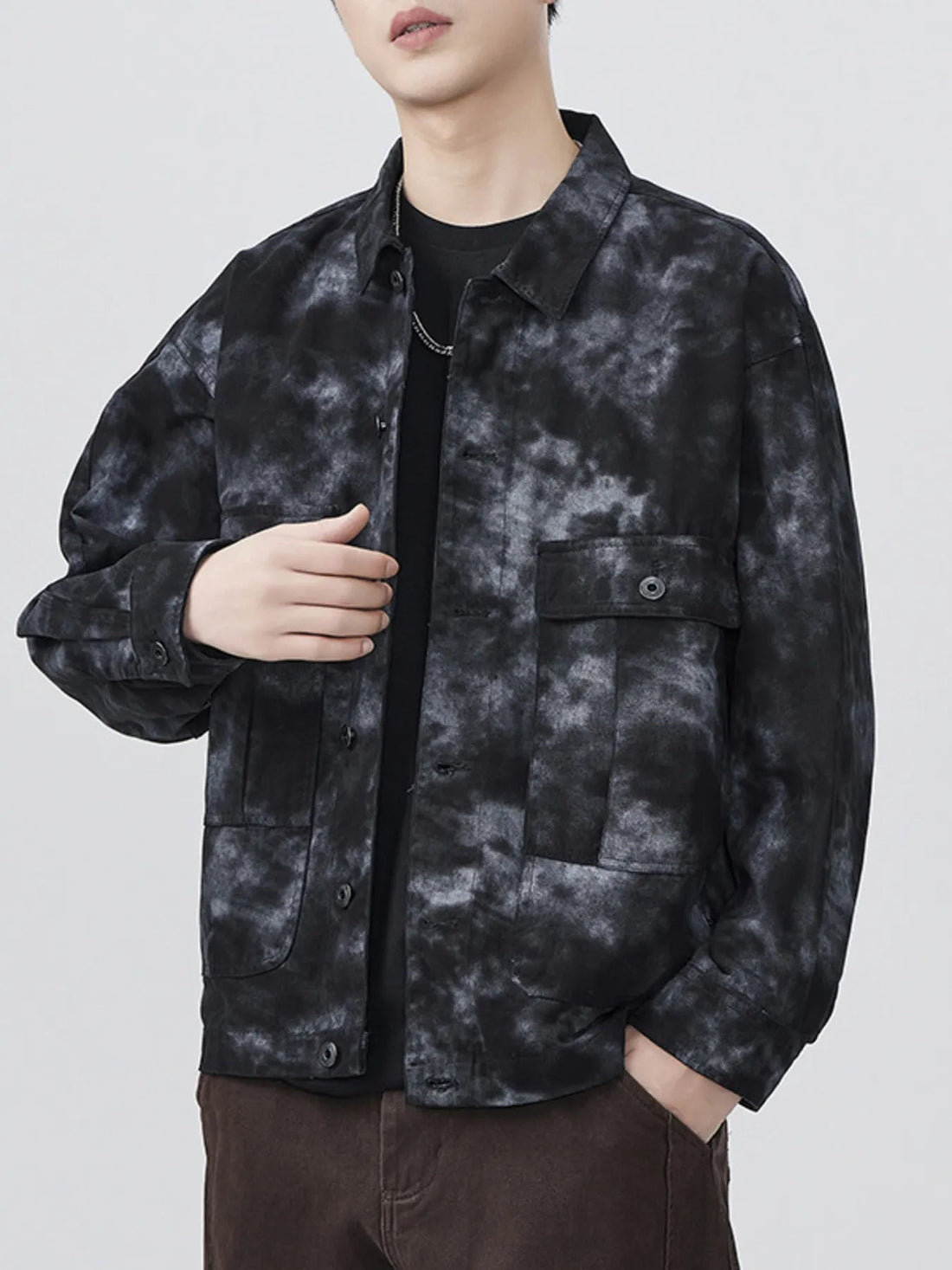 Men's Plus Size Tie - Dye Button Up Shirt designed for comfort and style at Lookzlike