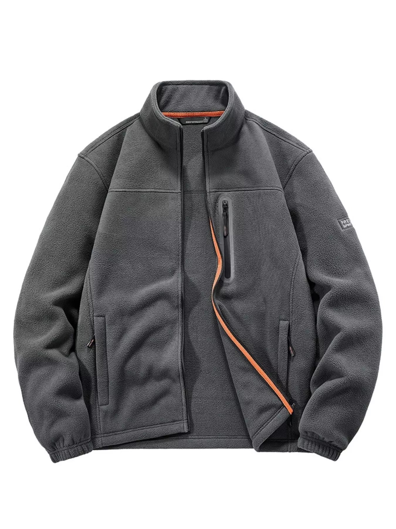 Men's Plus Size Warm Fleece Full - Zip Jacket designed for comfort and style at Lookzlike