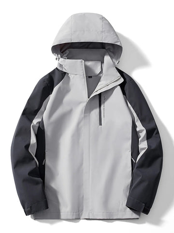 Men's Plus Size Waterproof Hooded Outdoor Jacket designed for comfort and style at Lookzlike