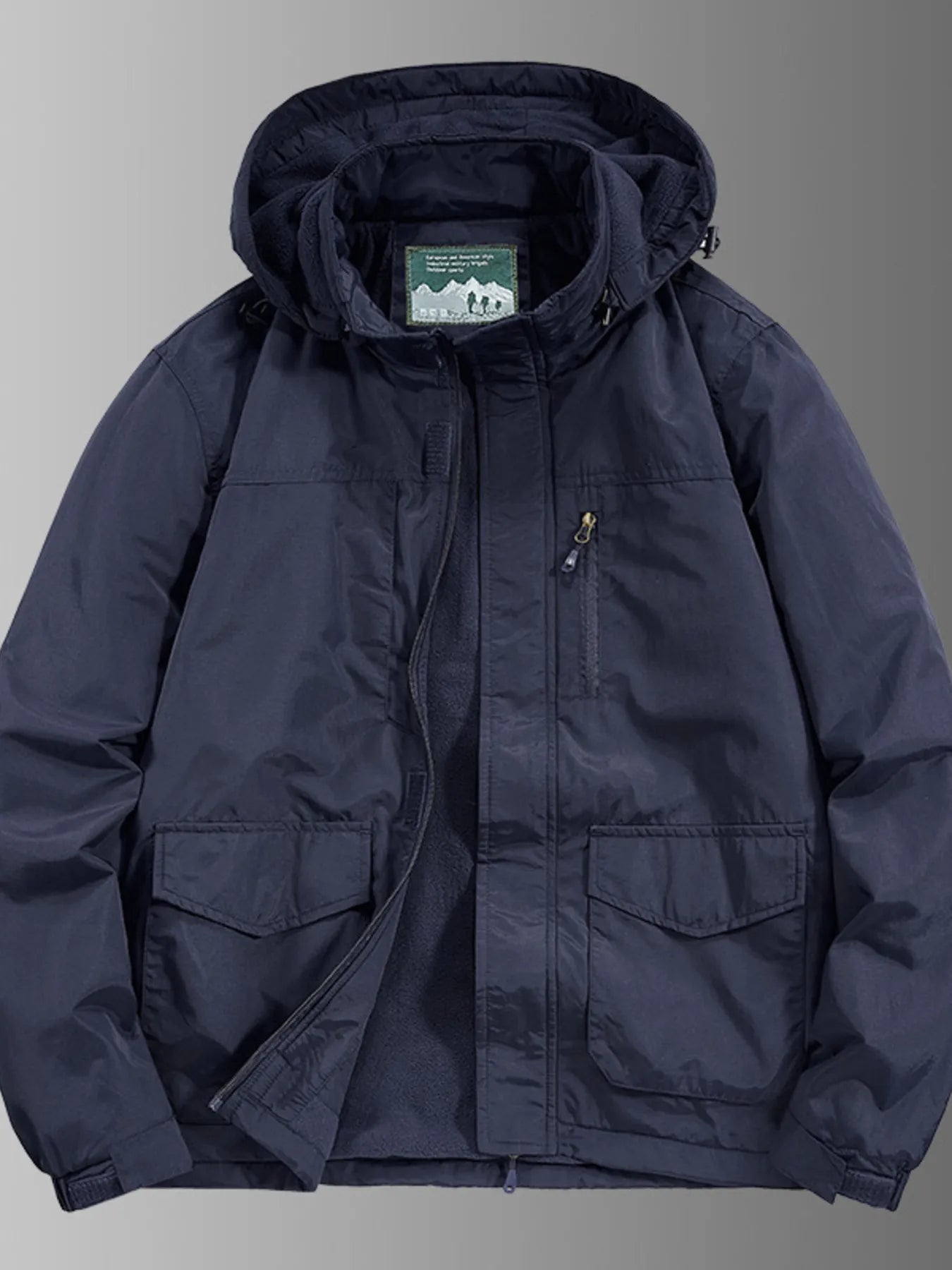 Men's Plus Size Waterproof Hooded Outdoor Jacket designed for comfort and style at Lookzlike