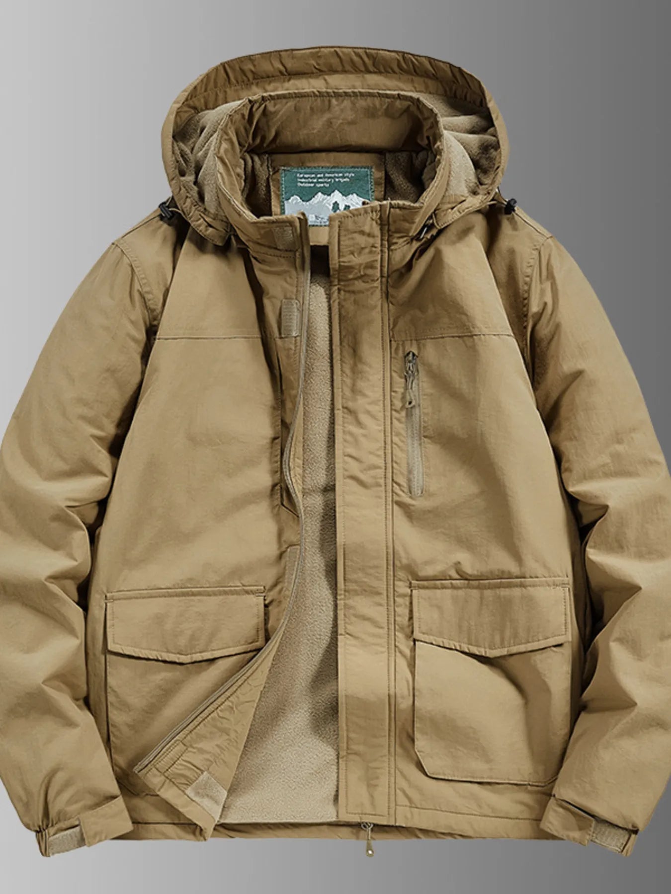 Men's Plus Size Waterproof Hooded Outdoor Jacket designed for comfort and style at Lookzlike