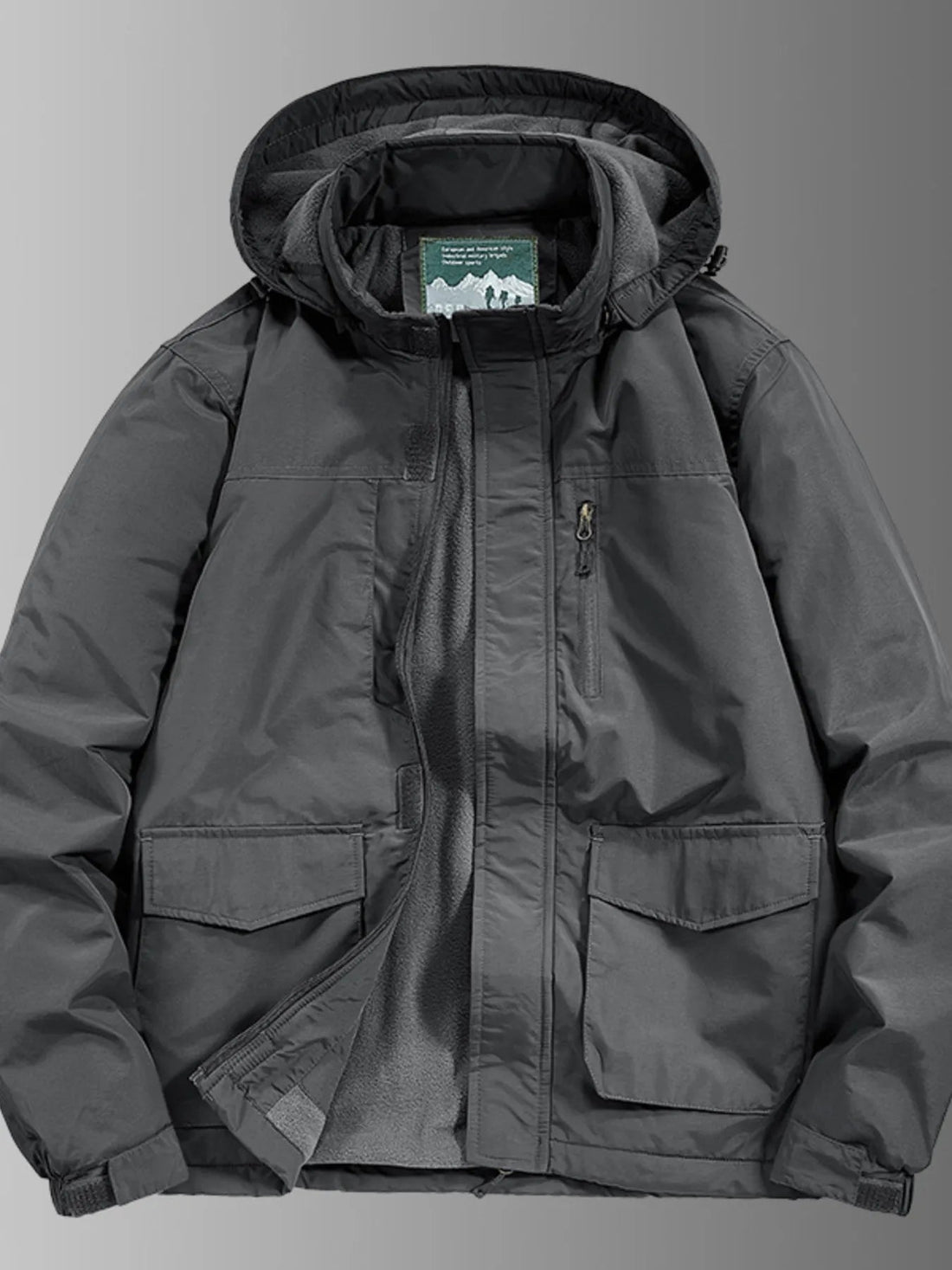 Men's Plus Size Waterproof Hooded Outdoor Jacket designed for comfort and style at Lookzlike