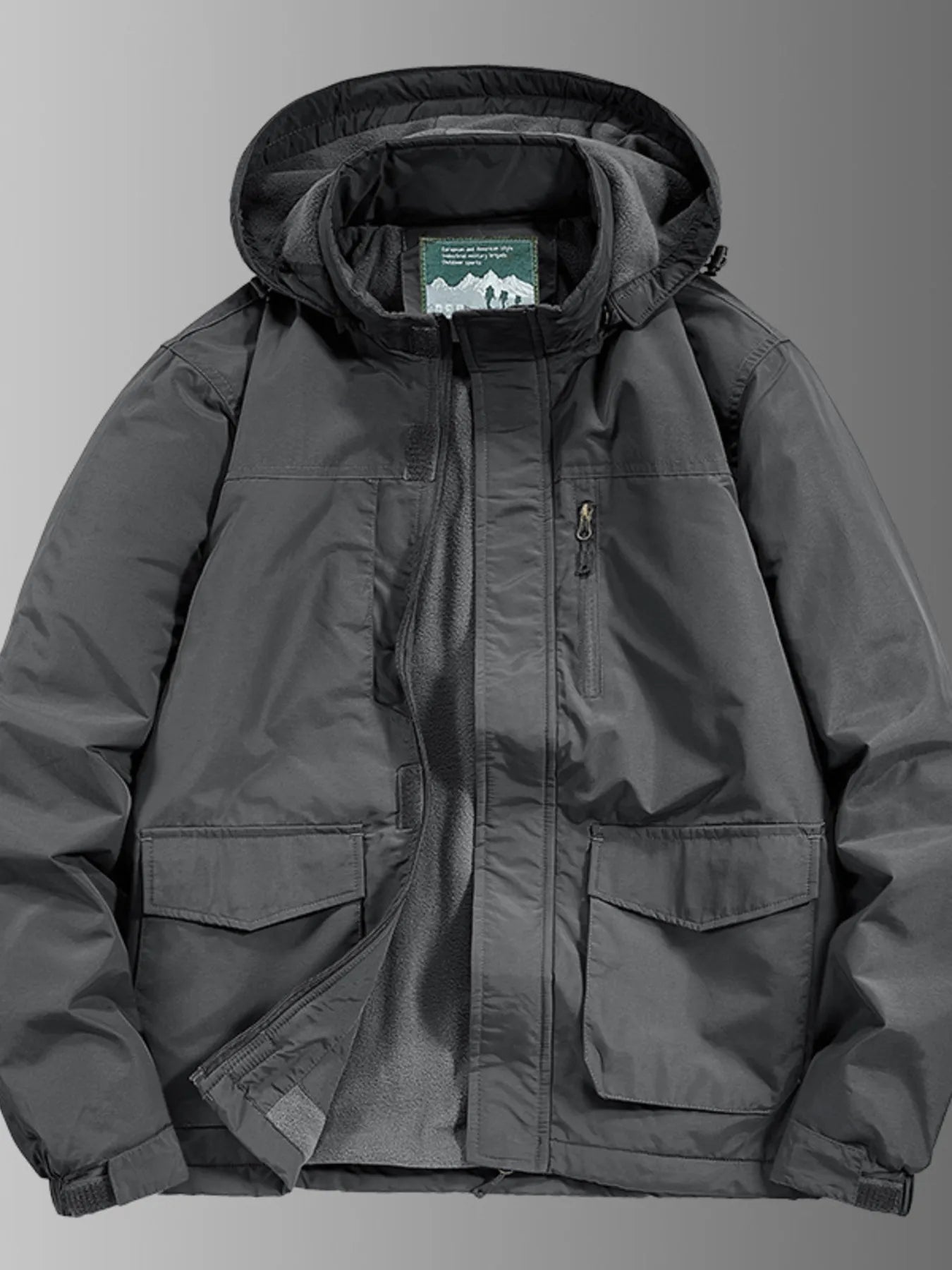 Men's Plus Size Waterproof Hooded Outdoor Jacket designed for comfort and style at Lookzlike