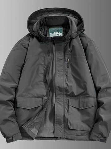 Men's Plus Size Waterproof Hooded Outdoor Jacket designed for comfort and style at Lookzlike