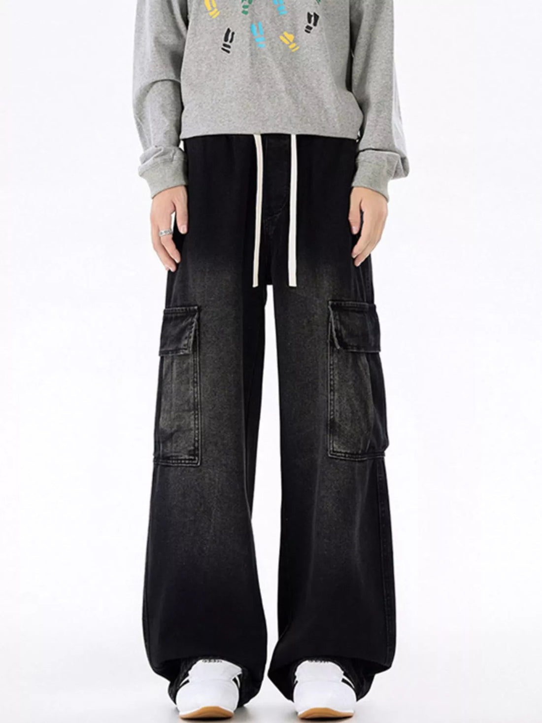 Men's Plus Size Wide - Leg Cargo Jeans designed for comfort and style at Lookzlike