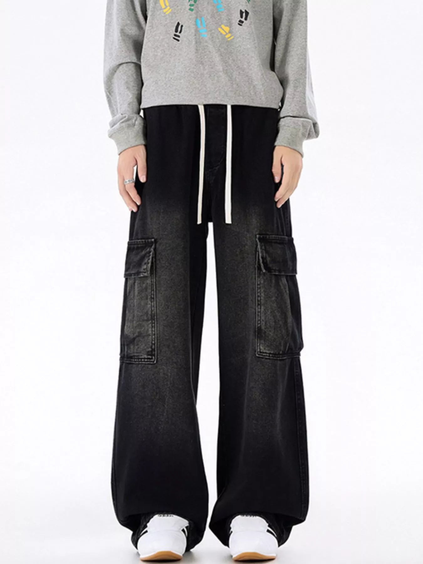 Men's Plus Size Wide - Leg Cargo Jeans designed for comfort and style at Lookzlike