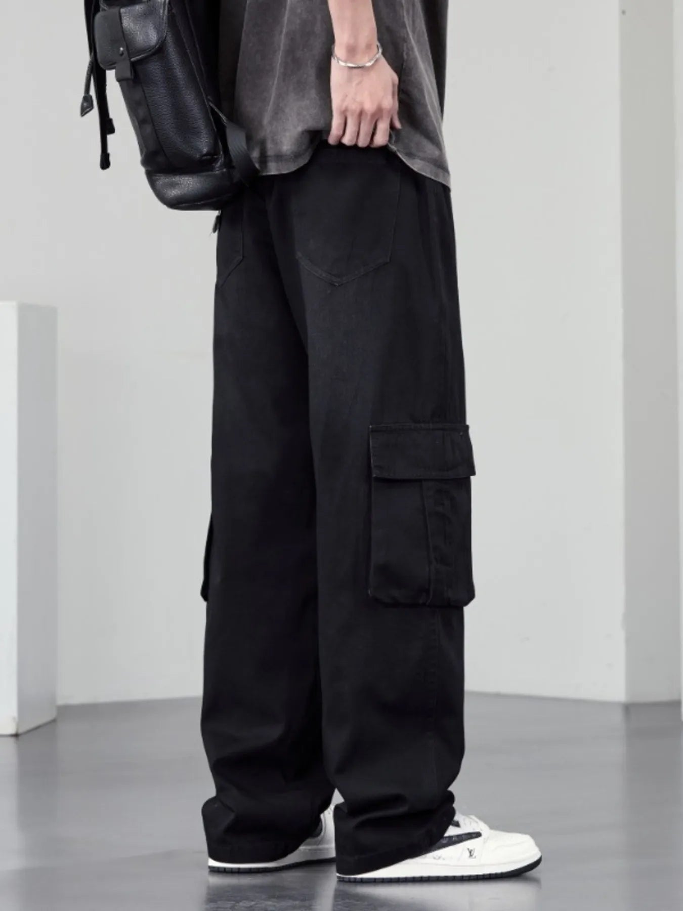 Men's Plus Size Wide Leg Cargo Jeans designed for comfort and style at Lookzlike