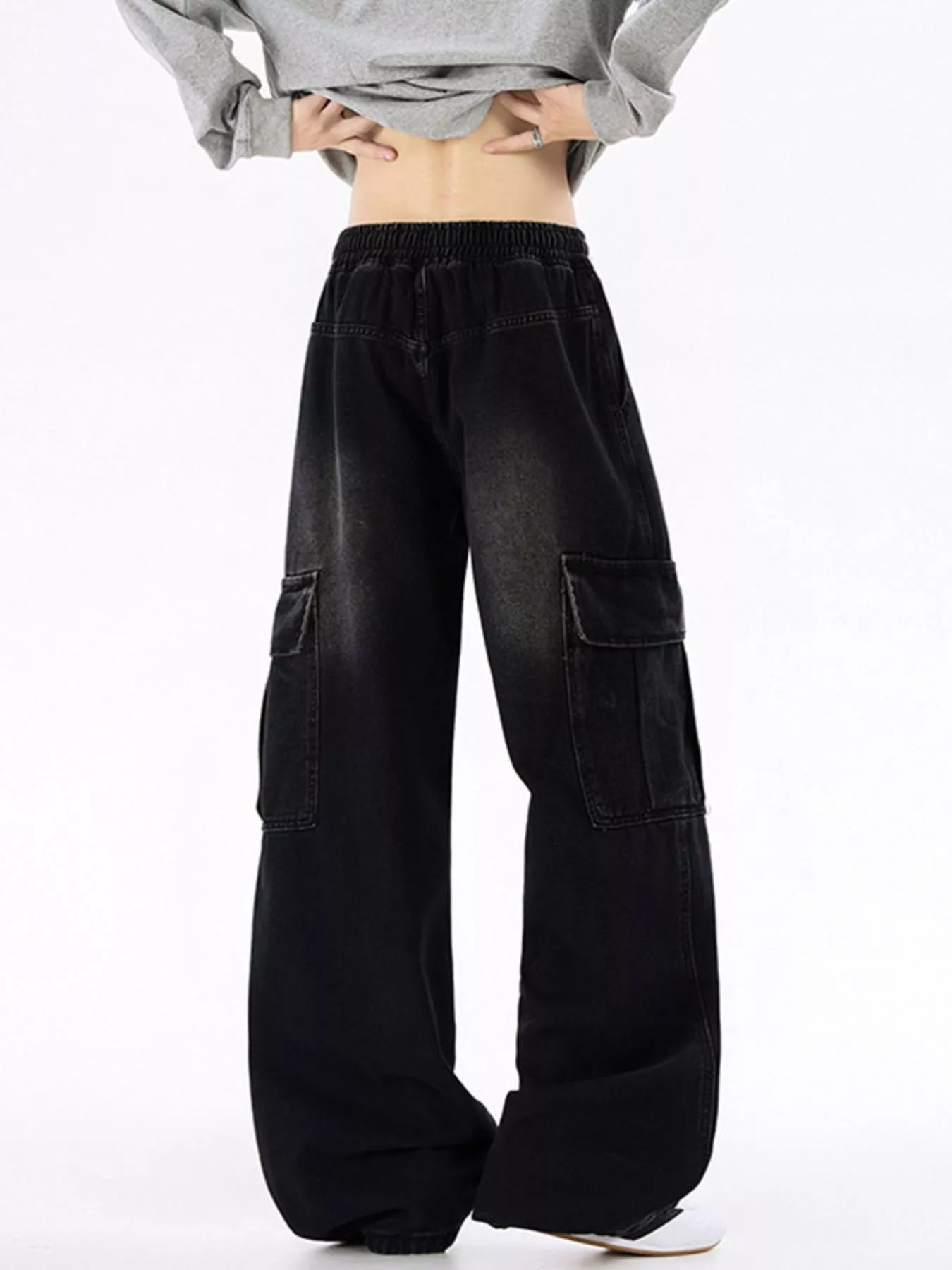 Men's Plus Size Wide - Leg Cargo Jeans designed for comfort and style at Lookzlike