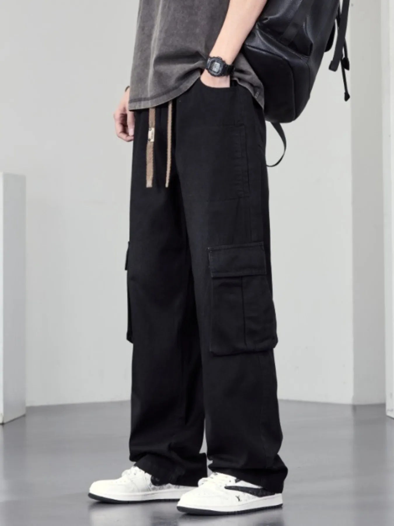 Men's Plus Size Wide Leg Cargo Jeans designed for comfort and style at Lookzlike