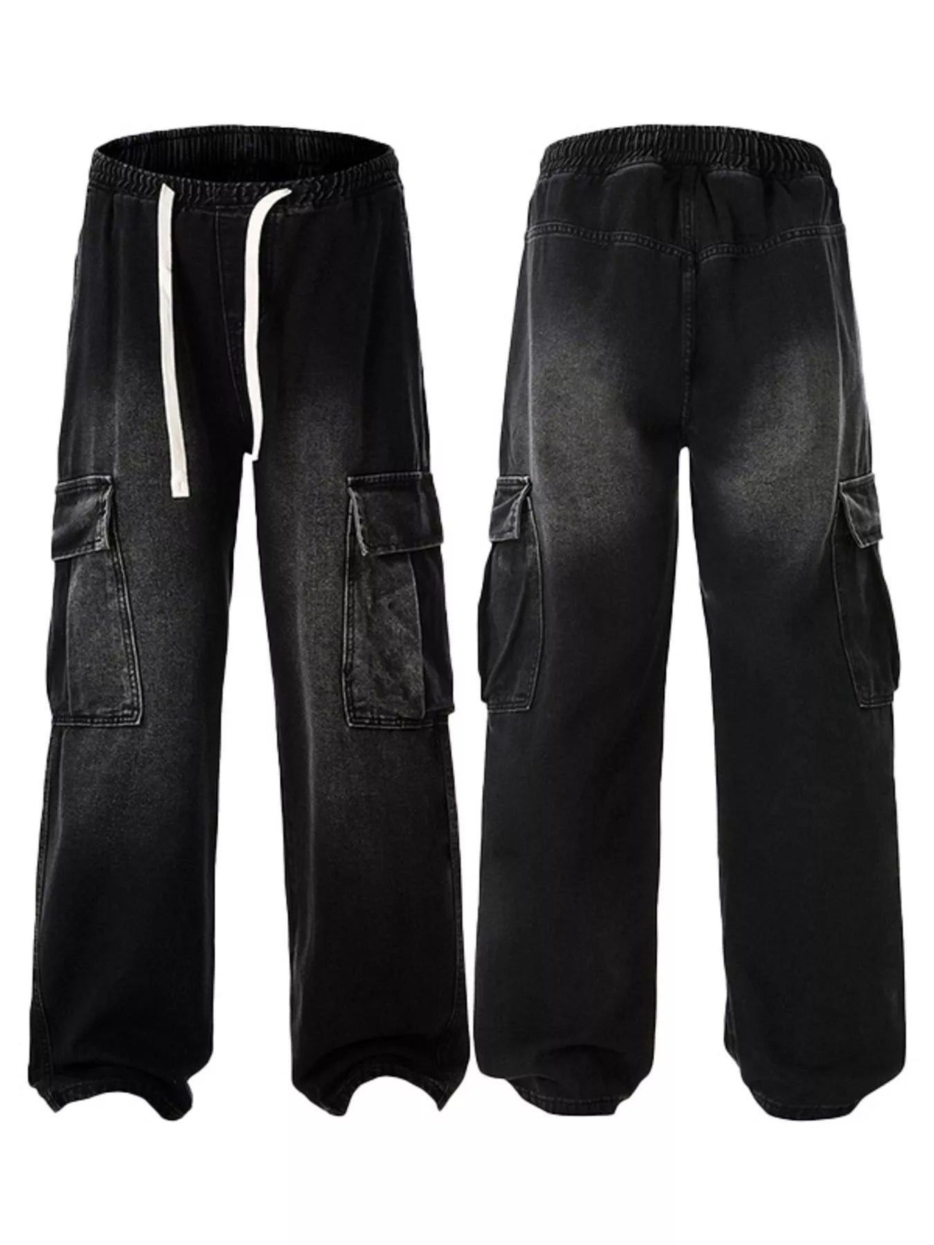 Men's Plus Size Wide - Leg Cargo Jeans designed for comfort and style at Lookzlike