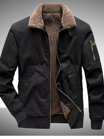 Men's Plus Size Winter Sherpa Lined Bomber Jacket designed for comfort and style at Lookzlike