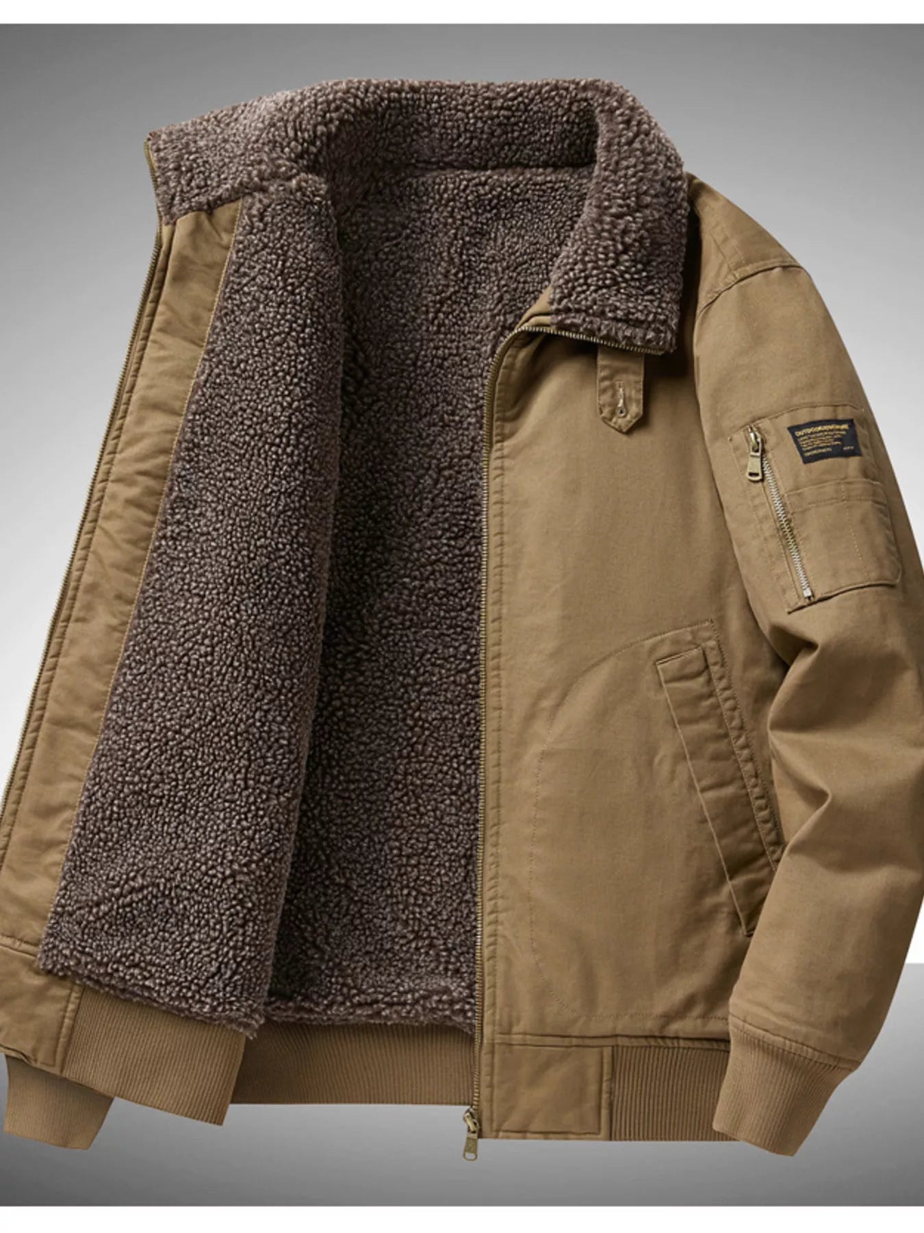 Men's Plus Size Winter Sherpa Lined Bomber Jacket designed for comfort and style at Lookzlike