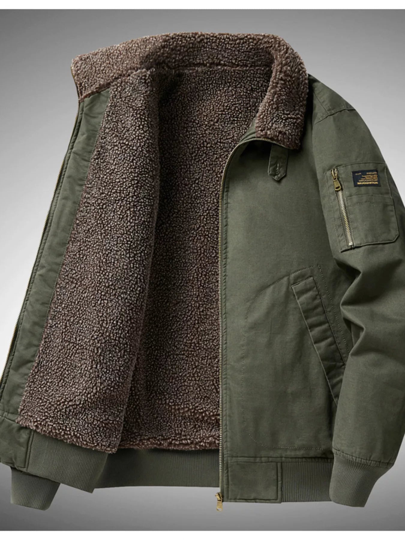 Men's Plus Size Winter Sherpa Lined Bomber Jacket designed for comfort and style at Lookzlike