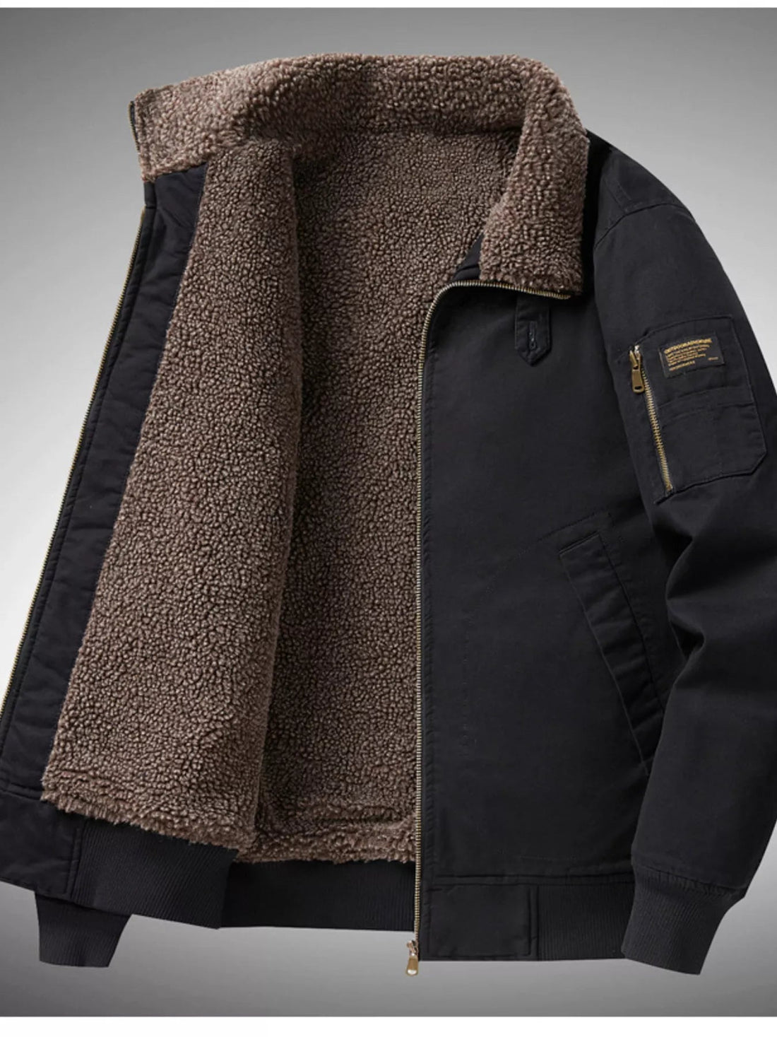 Men's Plus Size Winter Sherpa Lined Bomber Jacket designed for comfort and style at Lookzlike