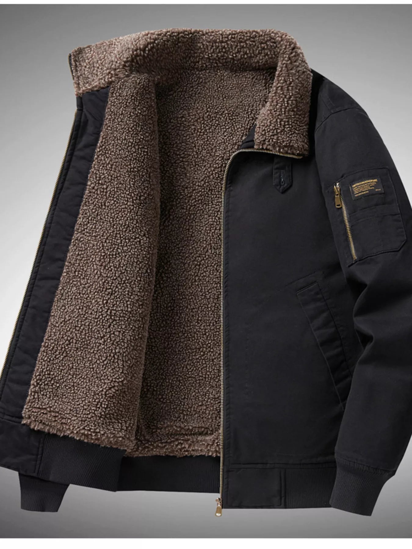 Men's Plus Size Winter Sherpa Lined Bomber Jacket designed for comfort and style at Lookzlike