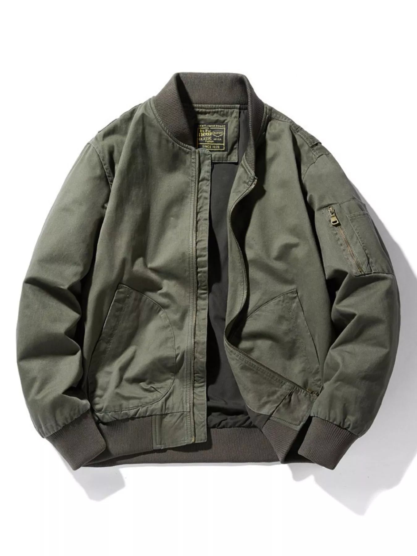 Men's Plus Size Zip Up Bomber Jacket designed for comfort and style at Lookzlike