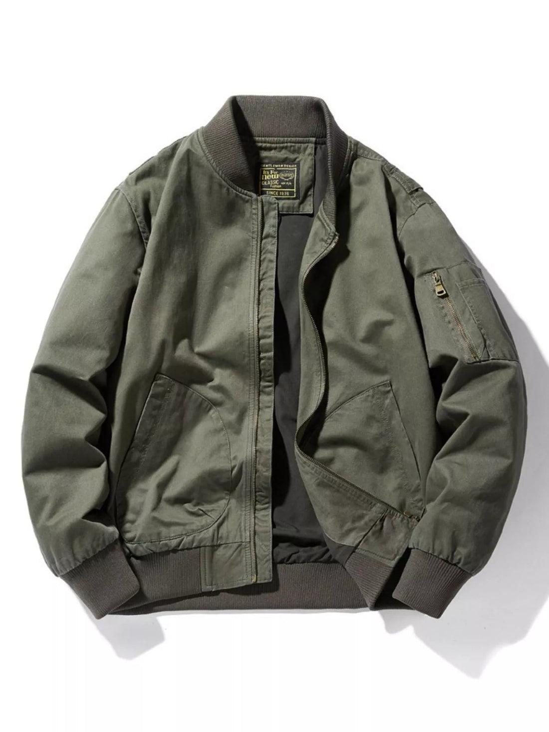 Men's Plus Size Zip Up Bomber Jacket designed for comfort and style at Lookzlike