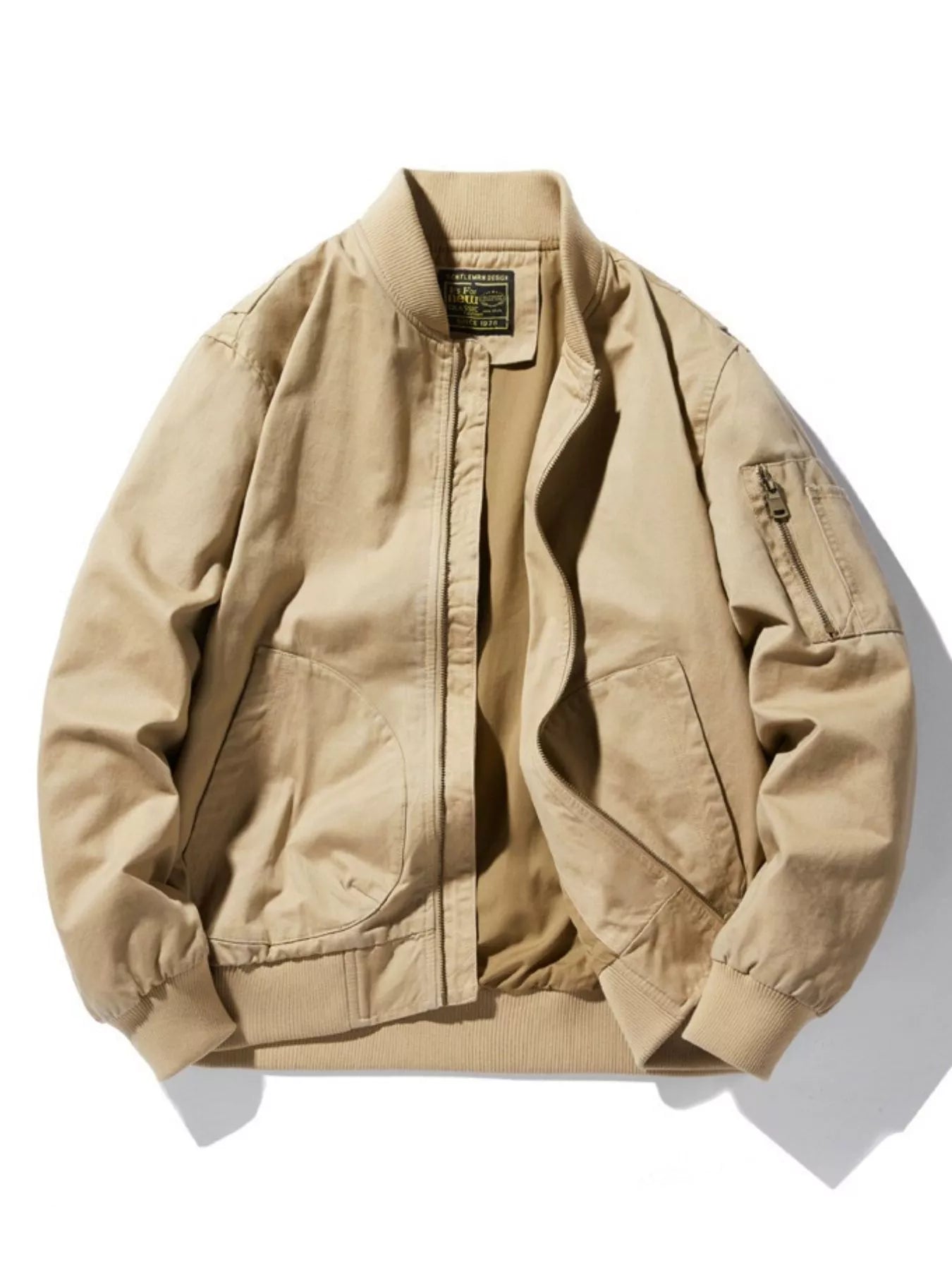 Men's Plus Size Zip Up Bomber Jacket designed for comfort and style at Lookzlike