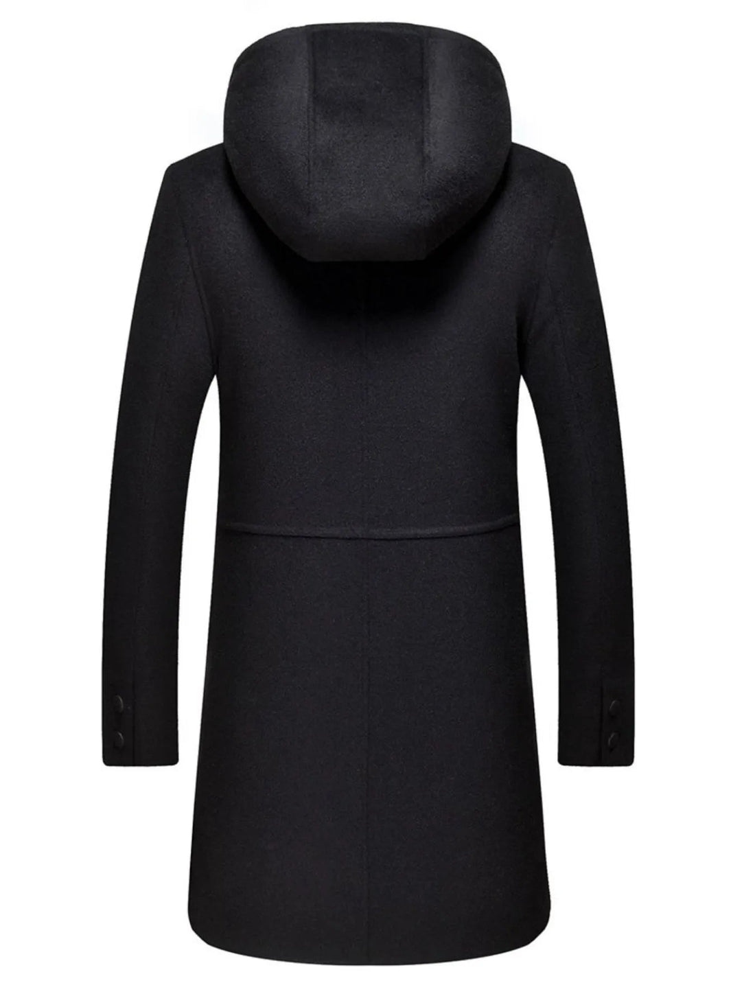 Men's Plus Size Zip Up Drawstring Hooded Wool Coat designed for comfort and style at Lookzlike