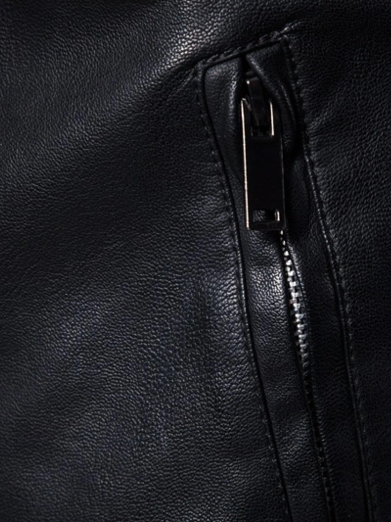 Men's Plus Size Zip Up Leather Moto Jacket designed for comfort and style at Lookzlike