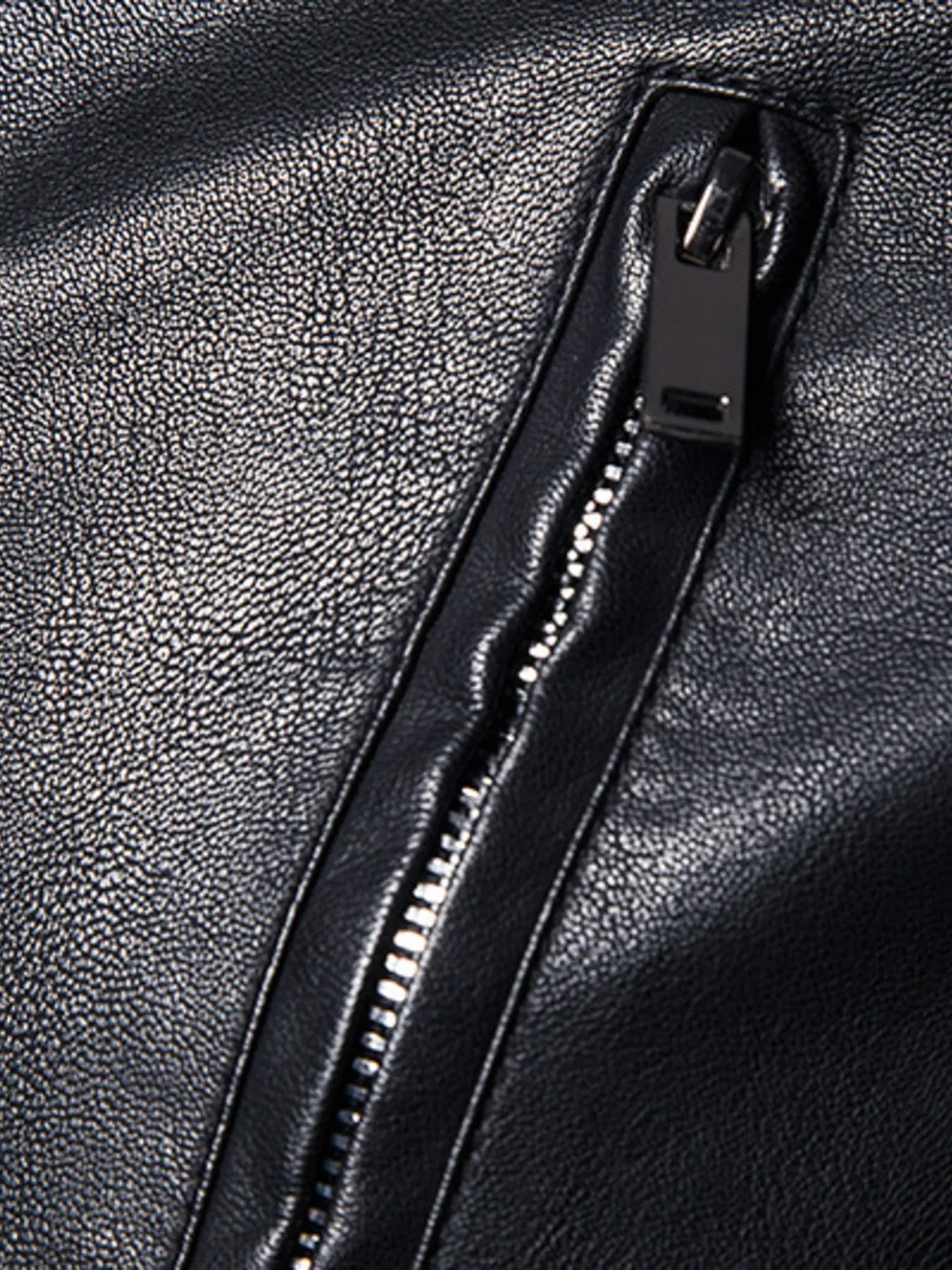 Men's Plus Size Zip Up Leather Moto Jacket designed for comfort and style at Lookzlike