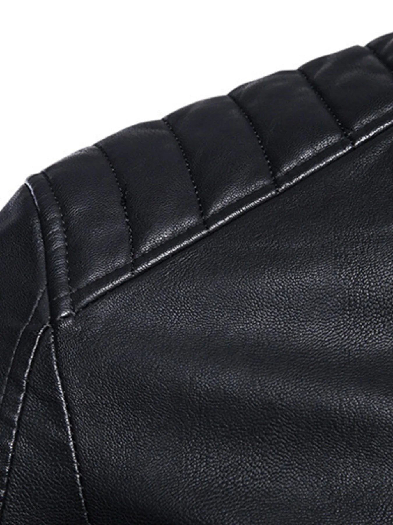 Men's Plus Size Zip Up Leather Moto Jacket designed for comfort and style at Lookzlike