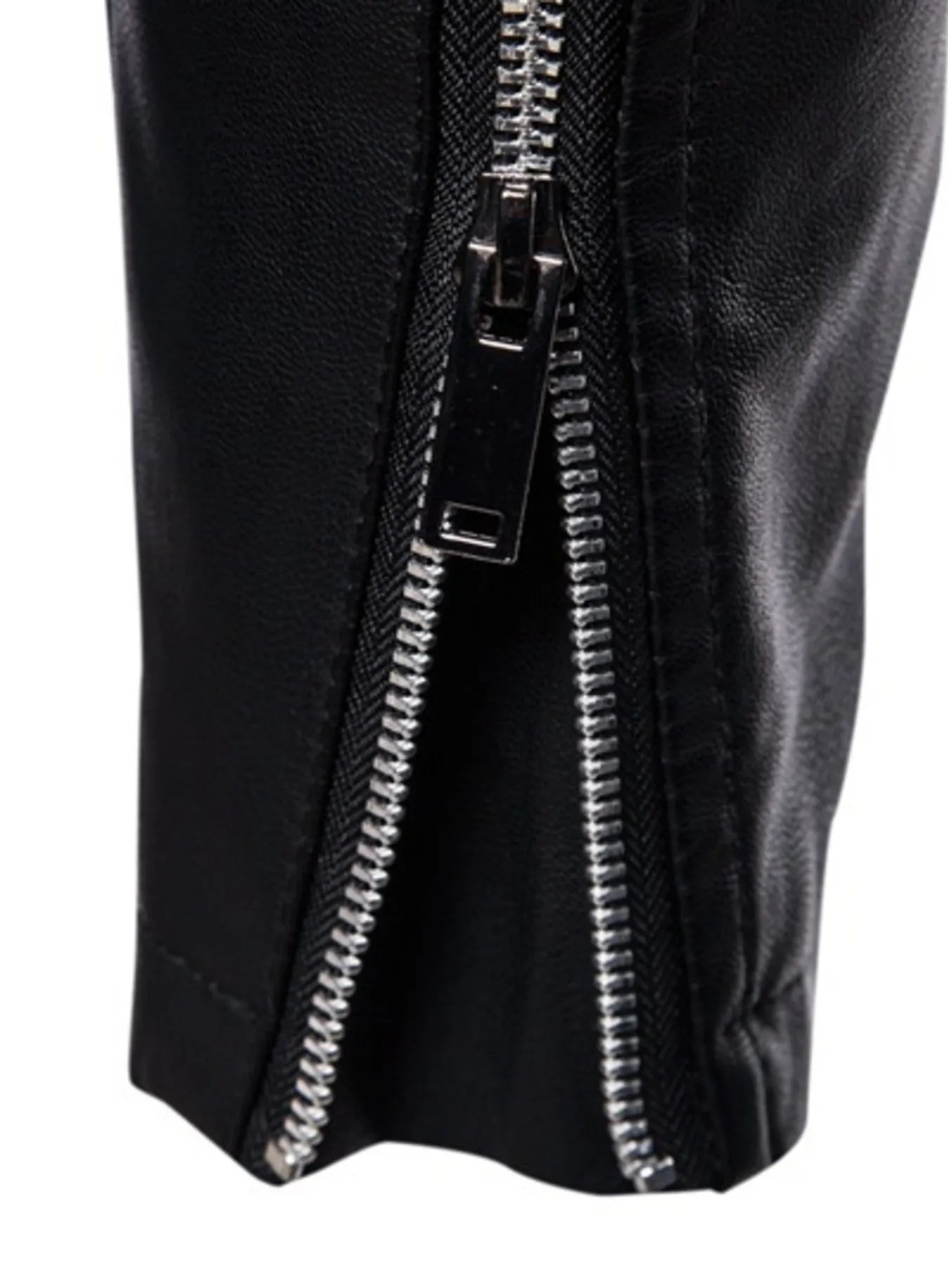 Men's Plus Size Zip Up Leather Moto Jacket designed for comfort and style at Lookzlike