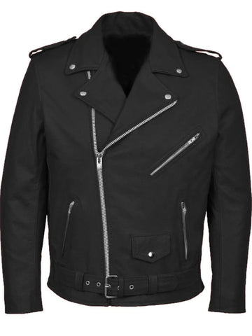 Men's Plus Size Zip Up Leather Motorcycle Jacket designed for comfort and style at Lookzlike
