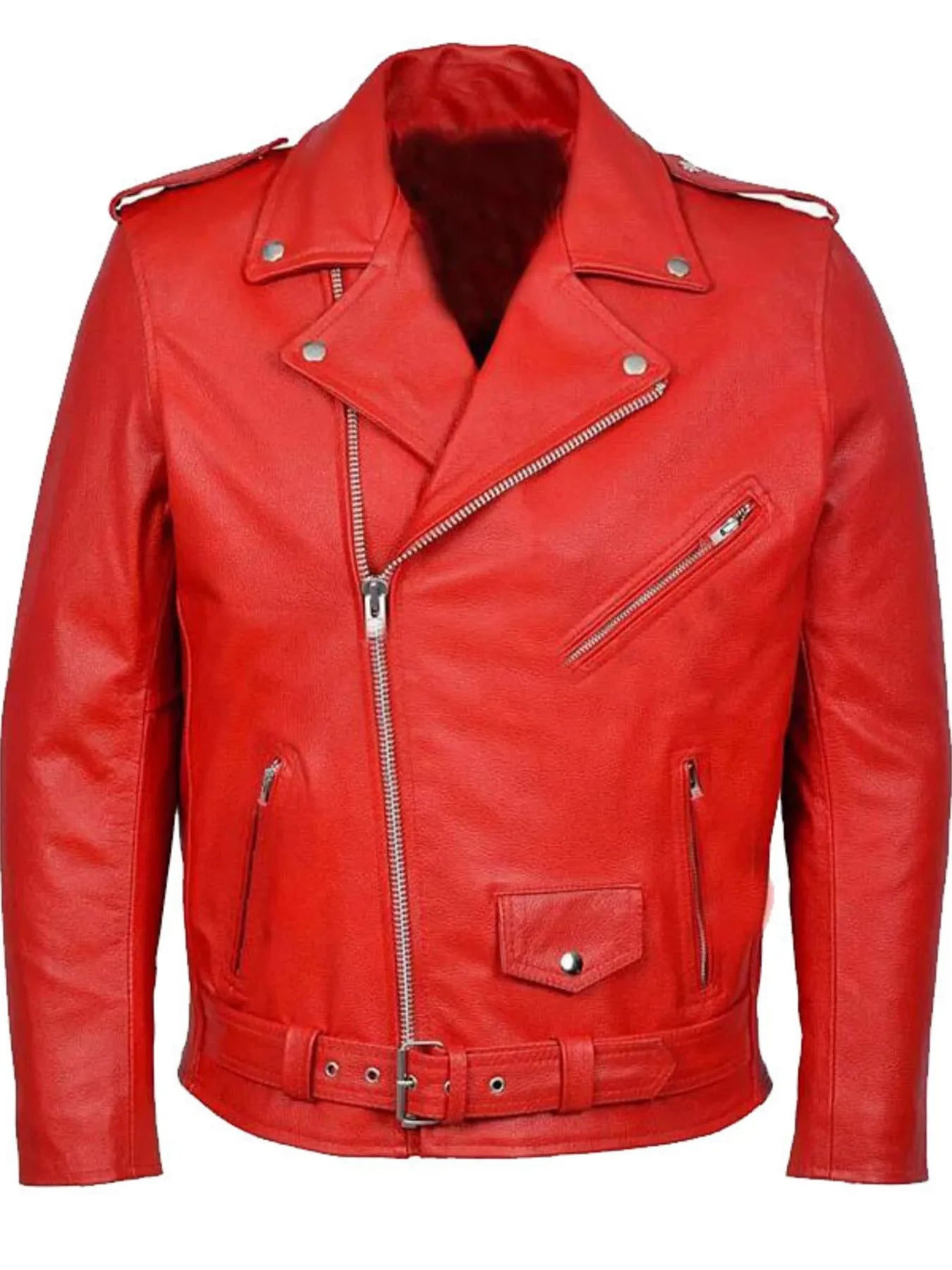 Men's Plus Size Zip Up Leather Motorcycle Jacket designed for comfort and style at Lookzlike