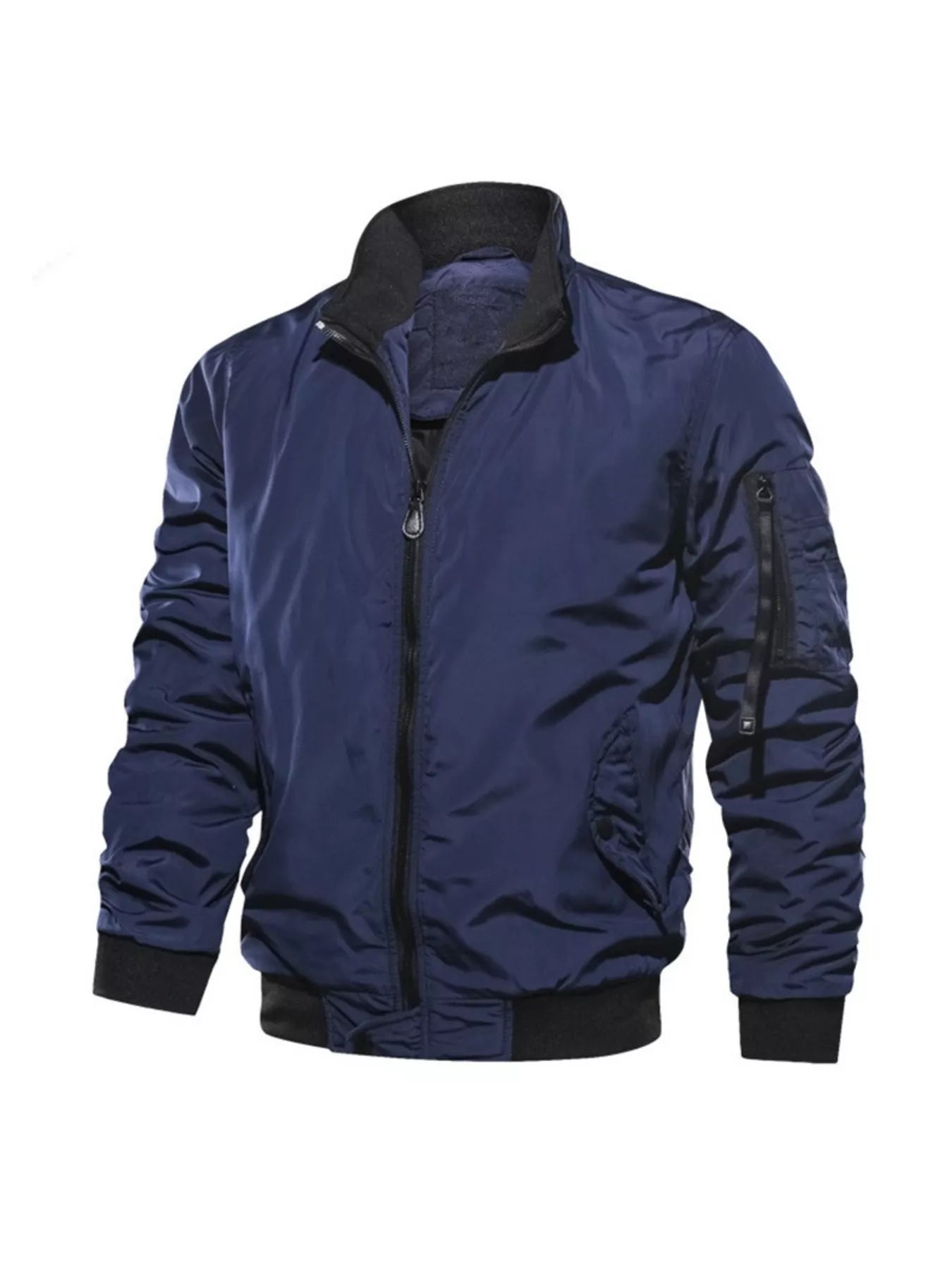 Men's Plus Size Zip Up Lightweight Bomber Jacket designed for comfort and style at Lookzlike