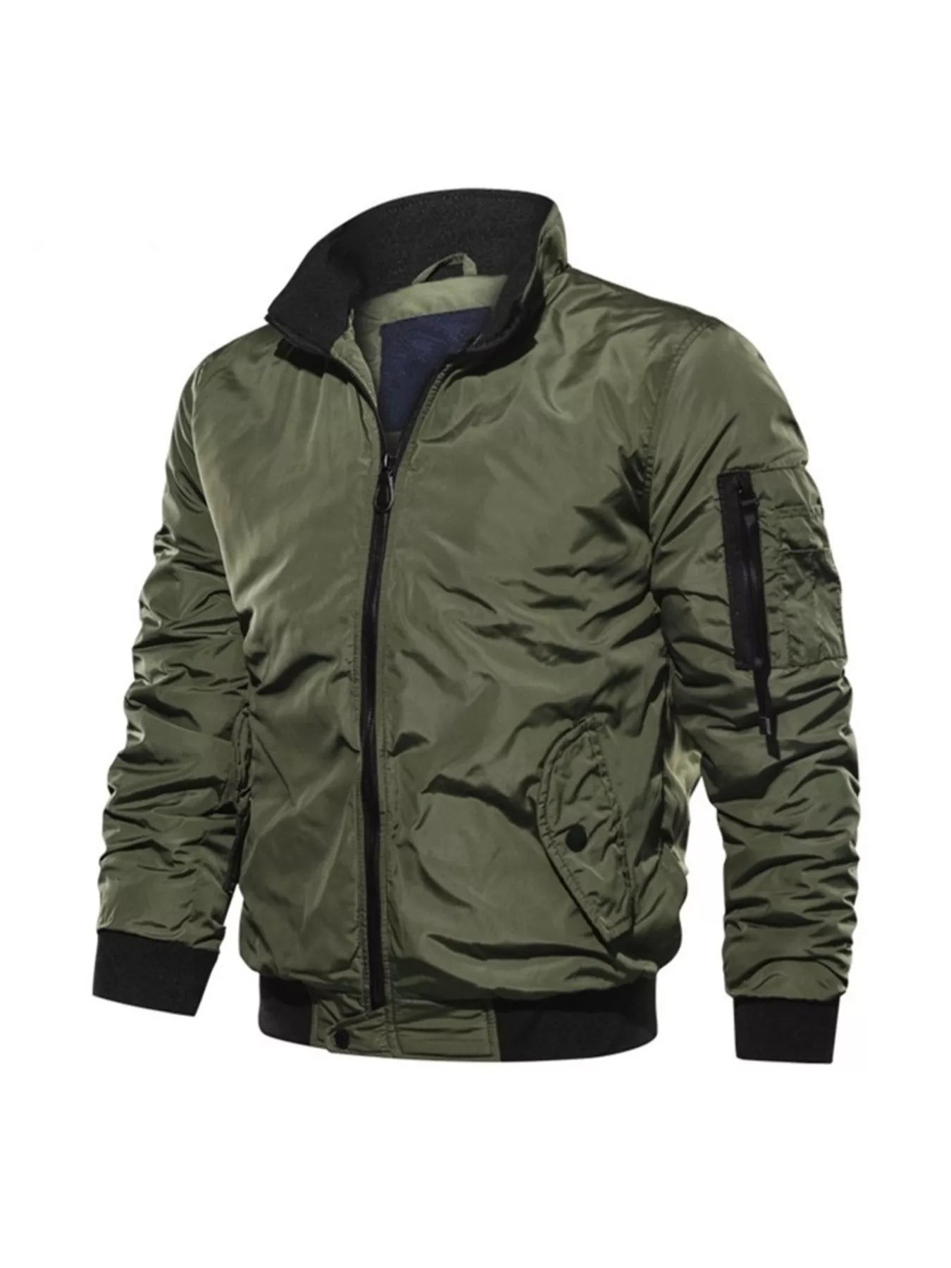 Men's Plus Size Zip Up Lightweight Bomber Jacket designed for comfort and style at Lookzlike