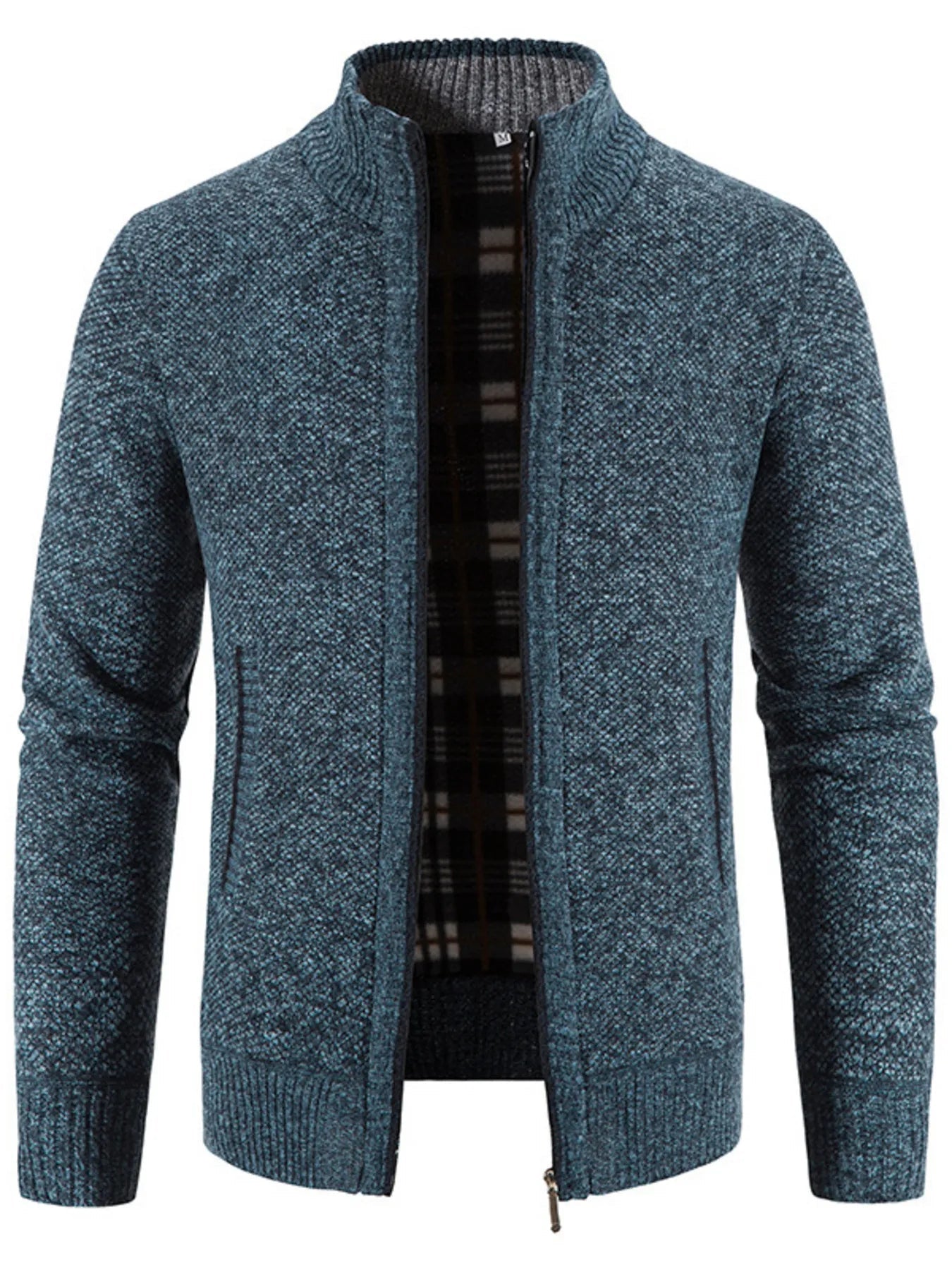 Men's Plus Size Zip - Up Long Sleeve Cardigan designed for comfort and style at Lookzlike
