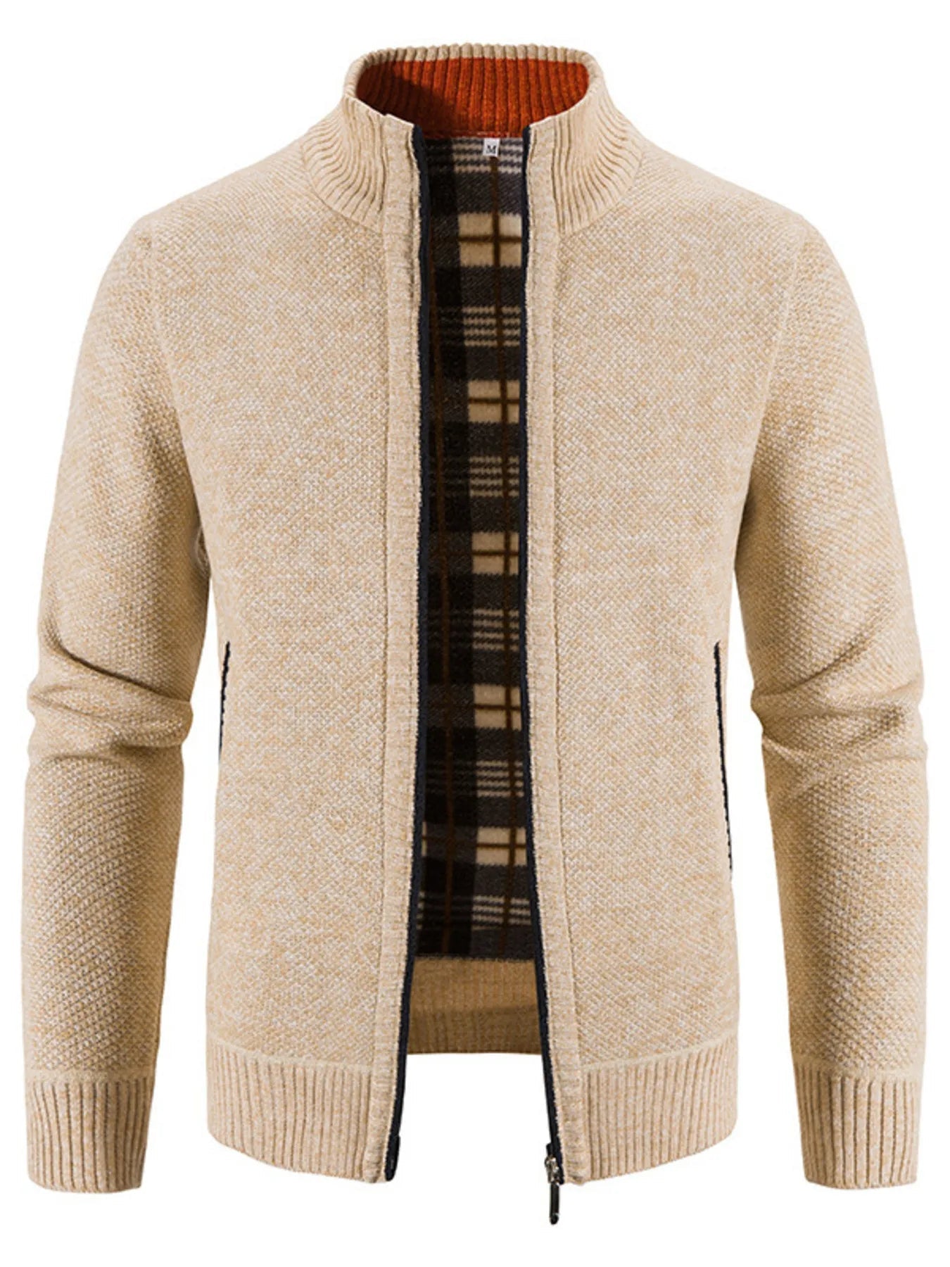 Men's Plus Size Zip - Up Long Sleeve Cardigan designed for comfort and style at Lookzlike