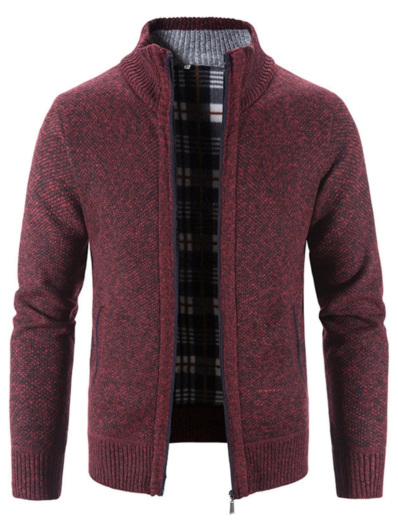 Men's Plus Size Zip - Up Long Sleeve Cardigan designed for comfort and style at Lookzlike