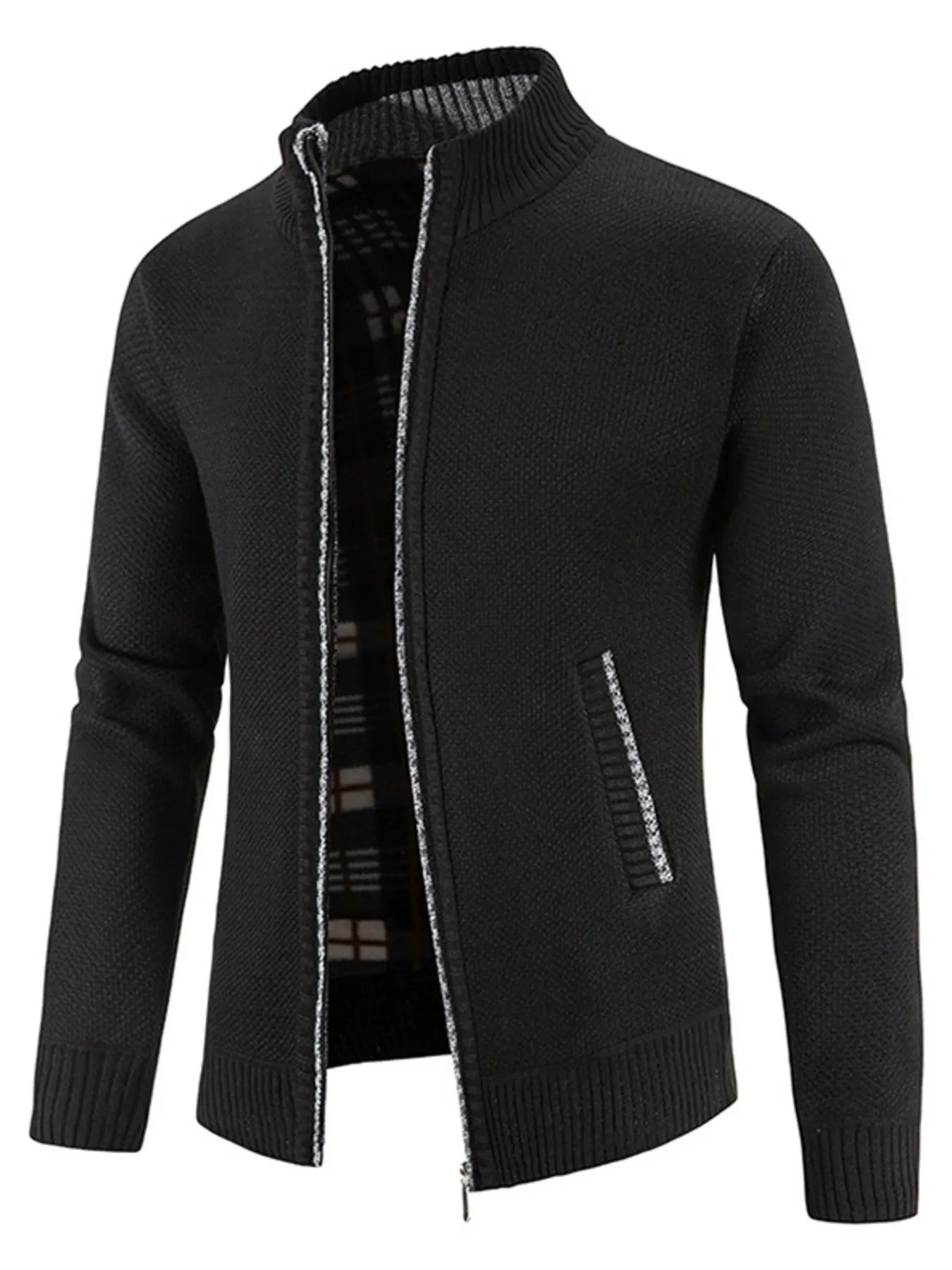 Men's Plus Size Zip - Up Long Sleeve Cardigan designed for comfort and style at Lookzlike