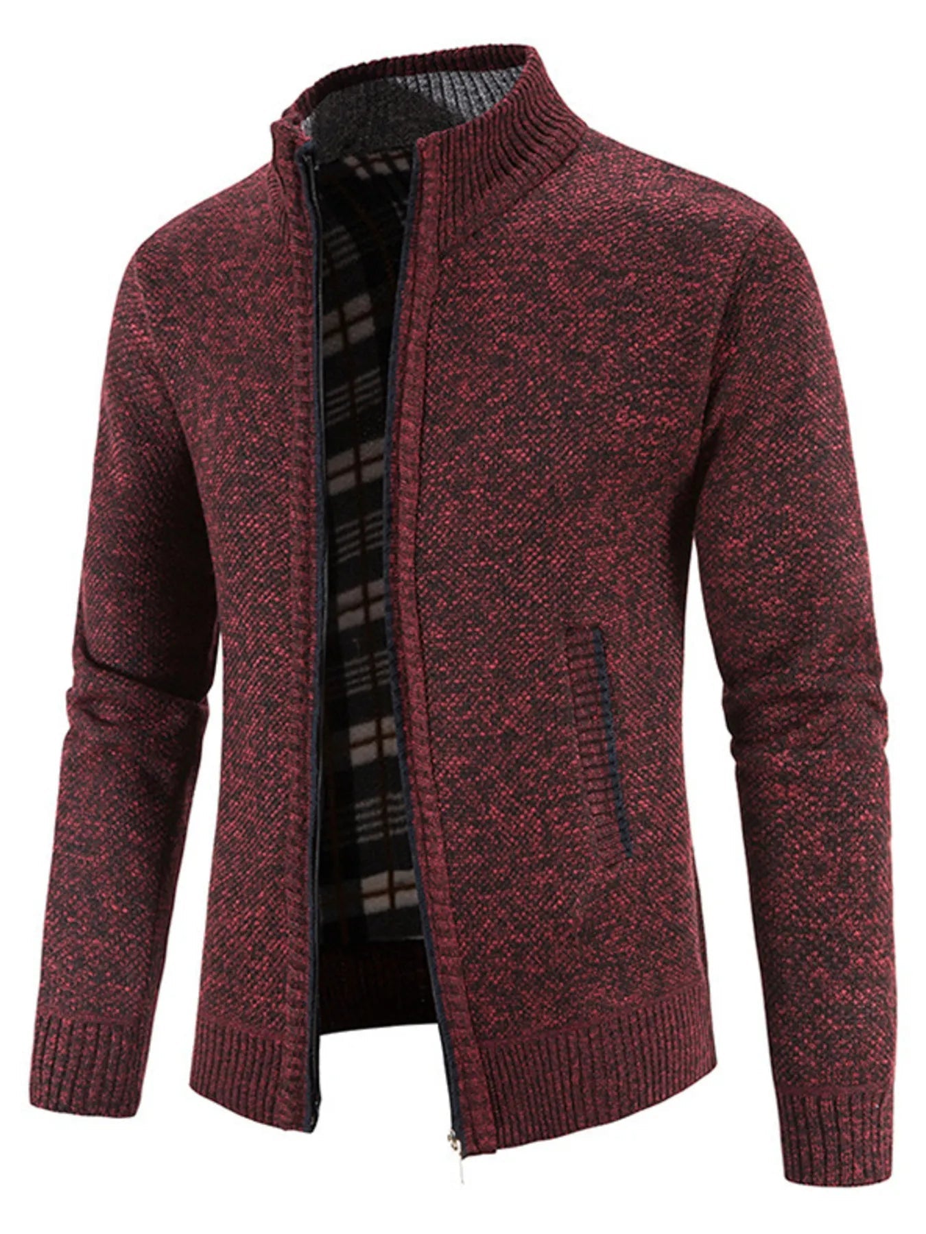 Men's Plus Size Zip - Up Long Sleeve Cardigan designed for comfort and style at Lookzlike