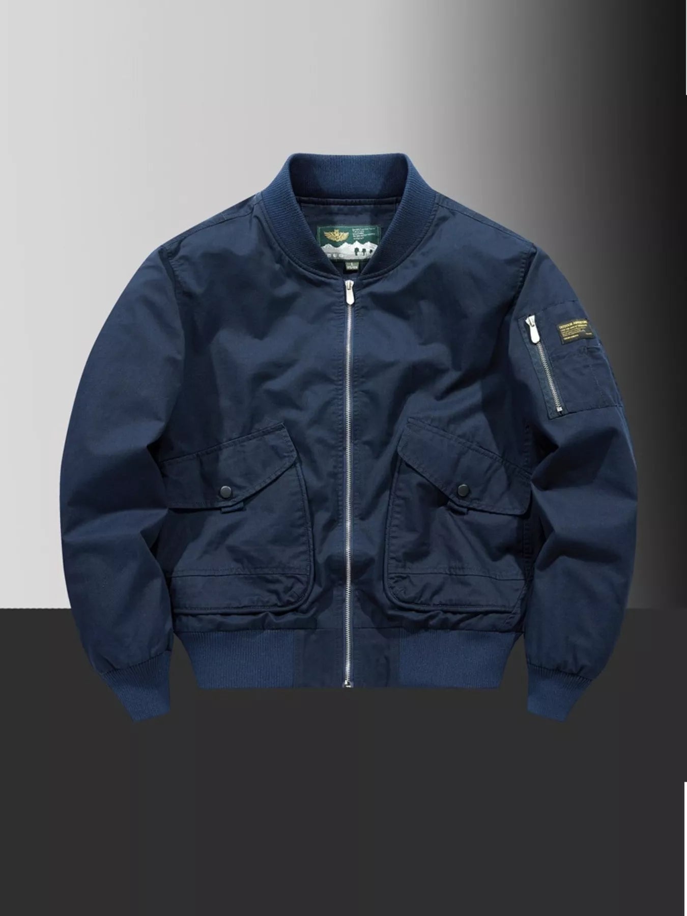 Men's Plus Size Zip Up Long Sleeve Jacket designed for comfort and style at Lookzlike